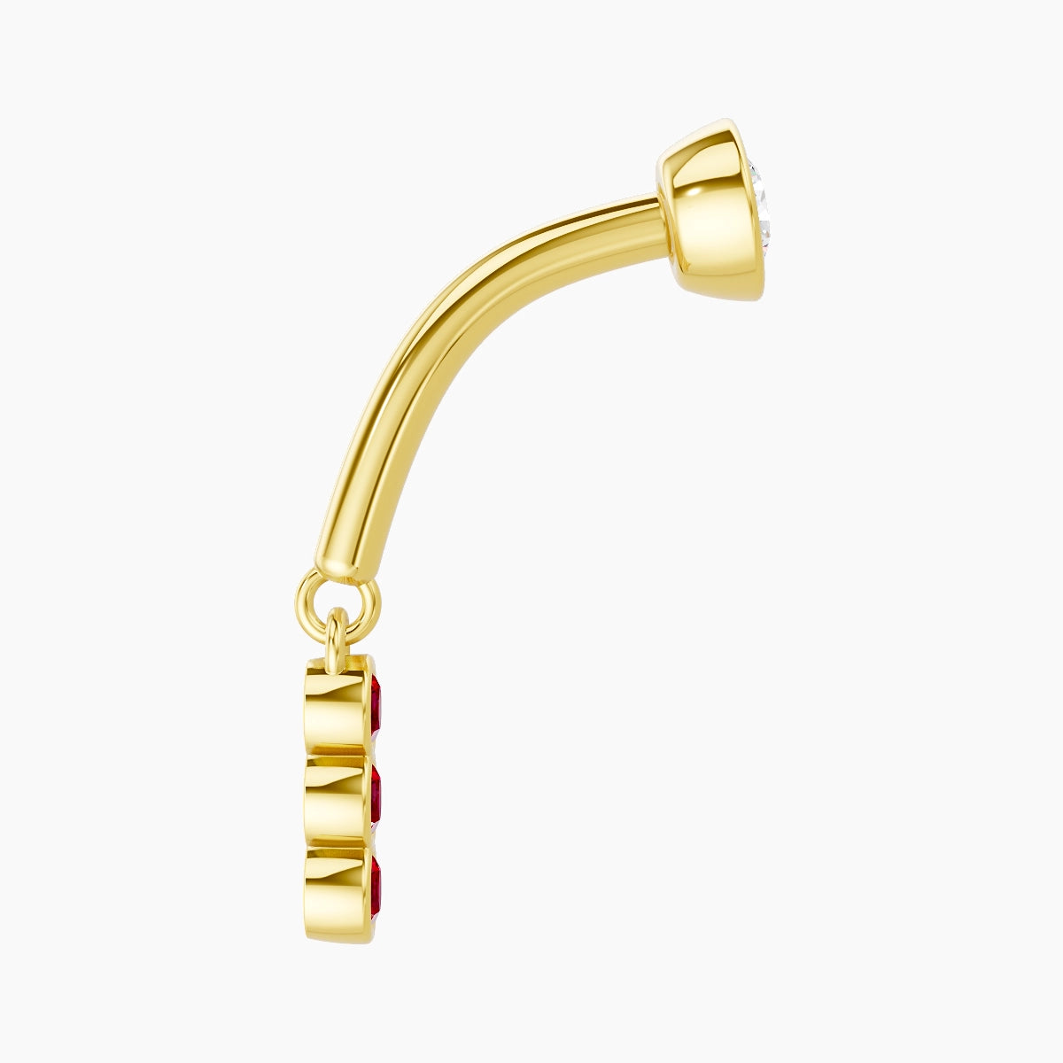 Leto | 18k Yellow Gold 8 mm Trilogy Ruby & Diamond Rook Piercing