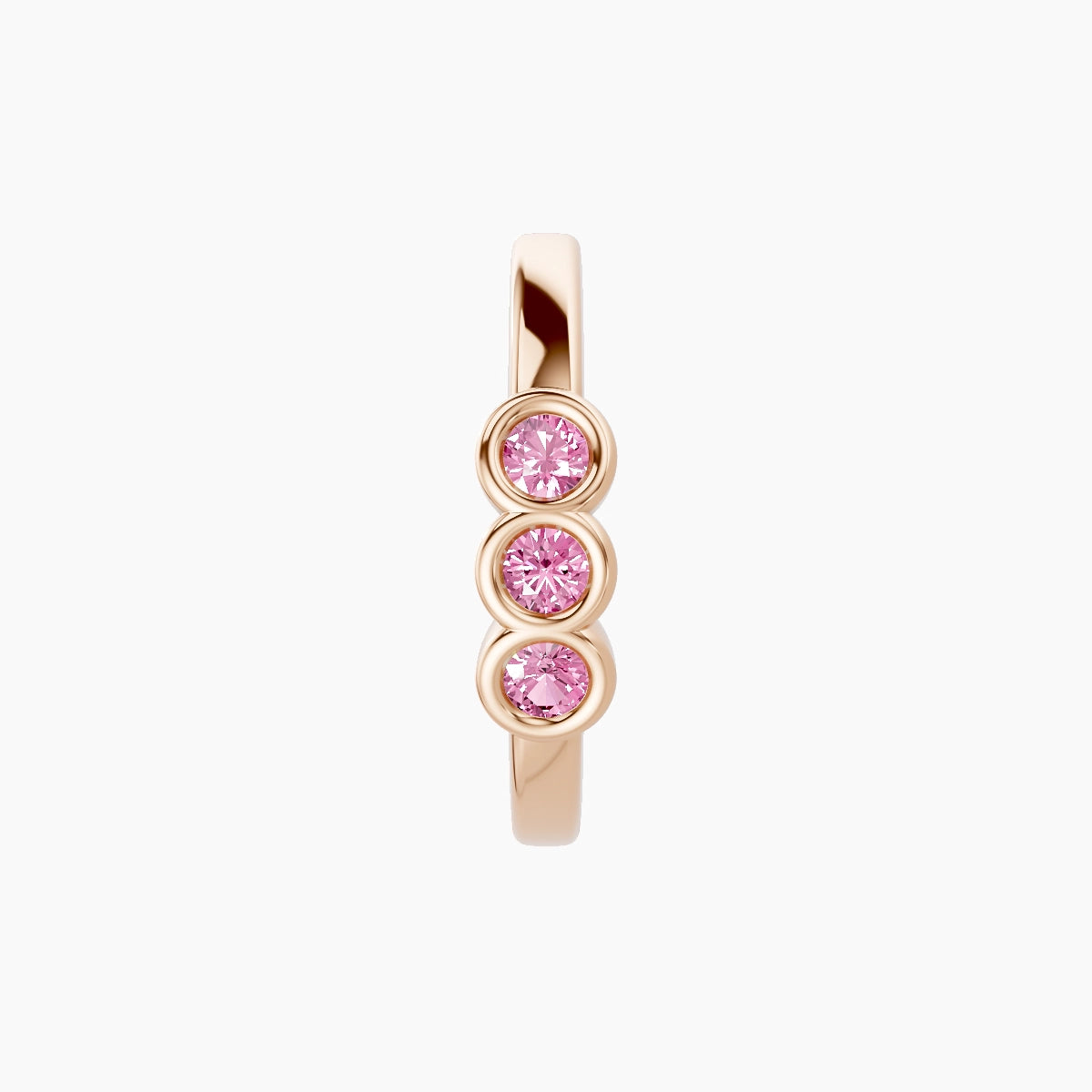 Leto | 18k Rose Gold 9.5 mm Trilogy Pink Sapphire Hoop Piercing