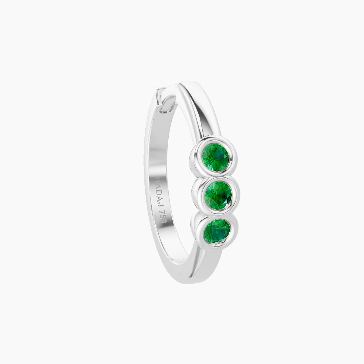 Leto | 18k White Gold 9.5 mm Trilogy Emerald Hoop Piercing