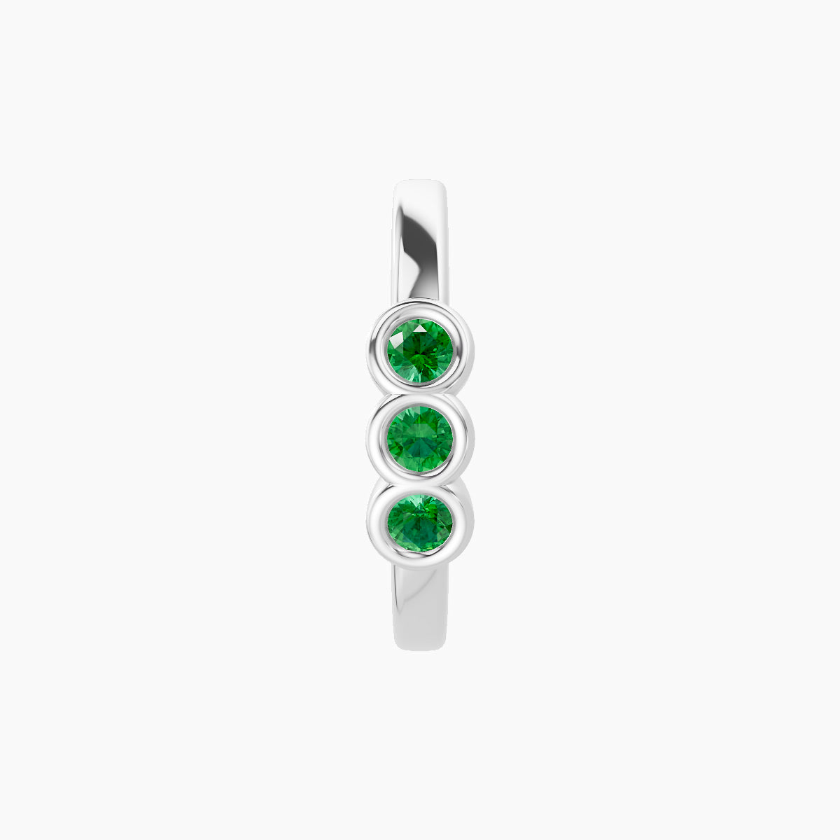 Leto | 18k White Gold 9.5 mm Trilogy Emerald Hoop Piercing
