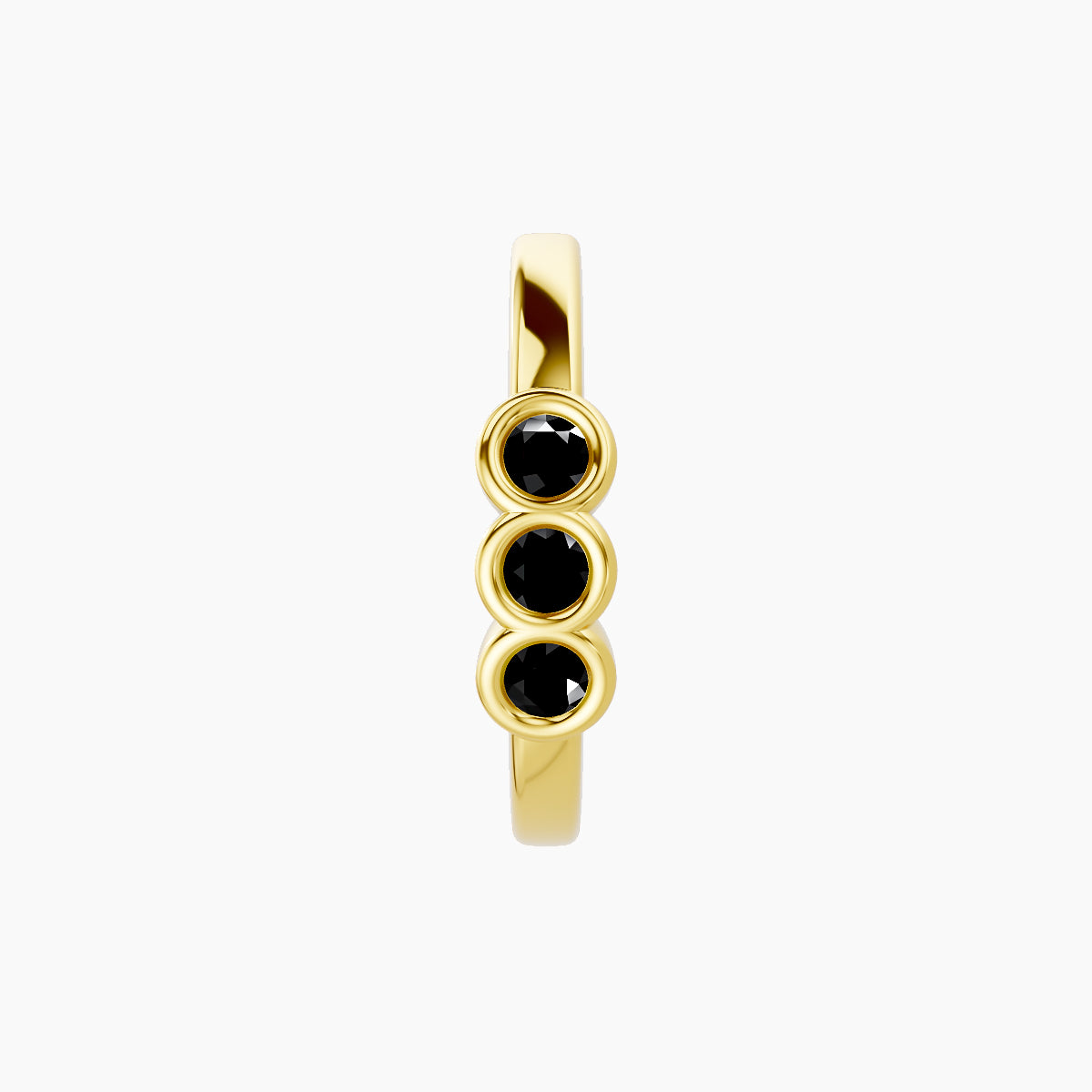 Leto | 18k Yellow Gold 9.5 mm Trilogy Black Diamond Hoop Piercing