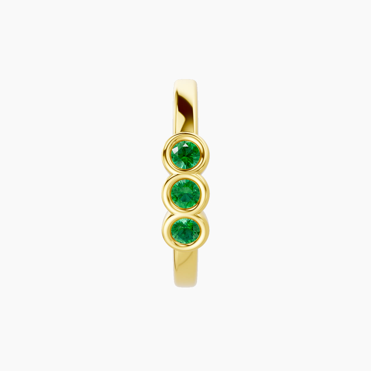 Leto | 18k Yellow Gold 9.5 mm Trilogy Emerald Hoop Piercing
