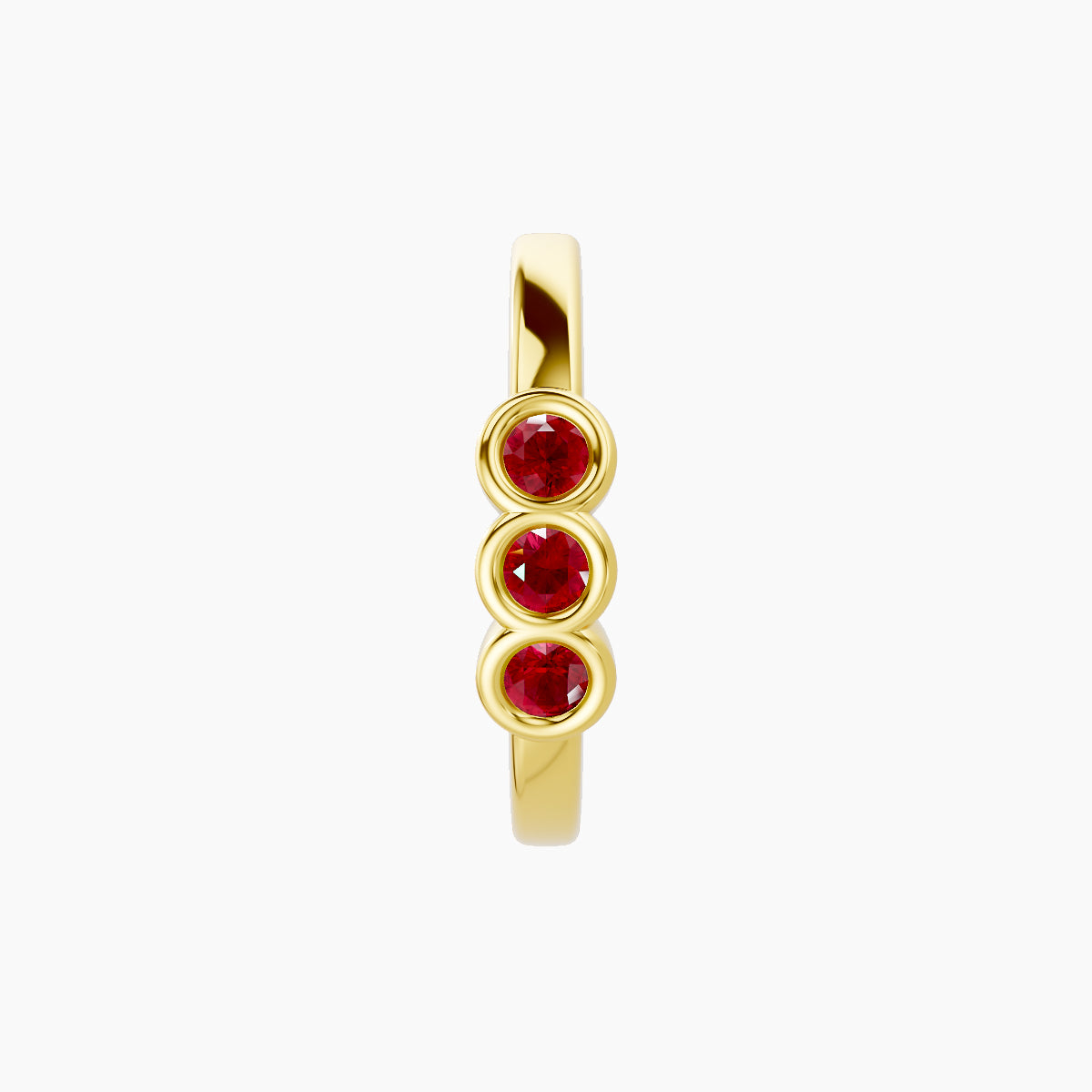 Leto | 18k Yellow Gold 9.5 mm Trilogy Ruby Hoop Piercing