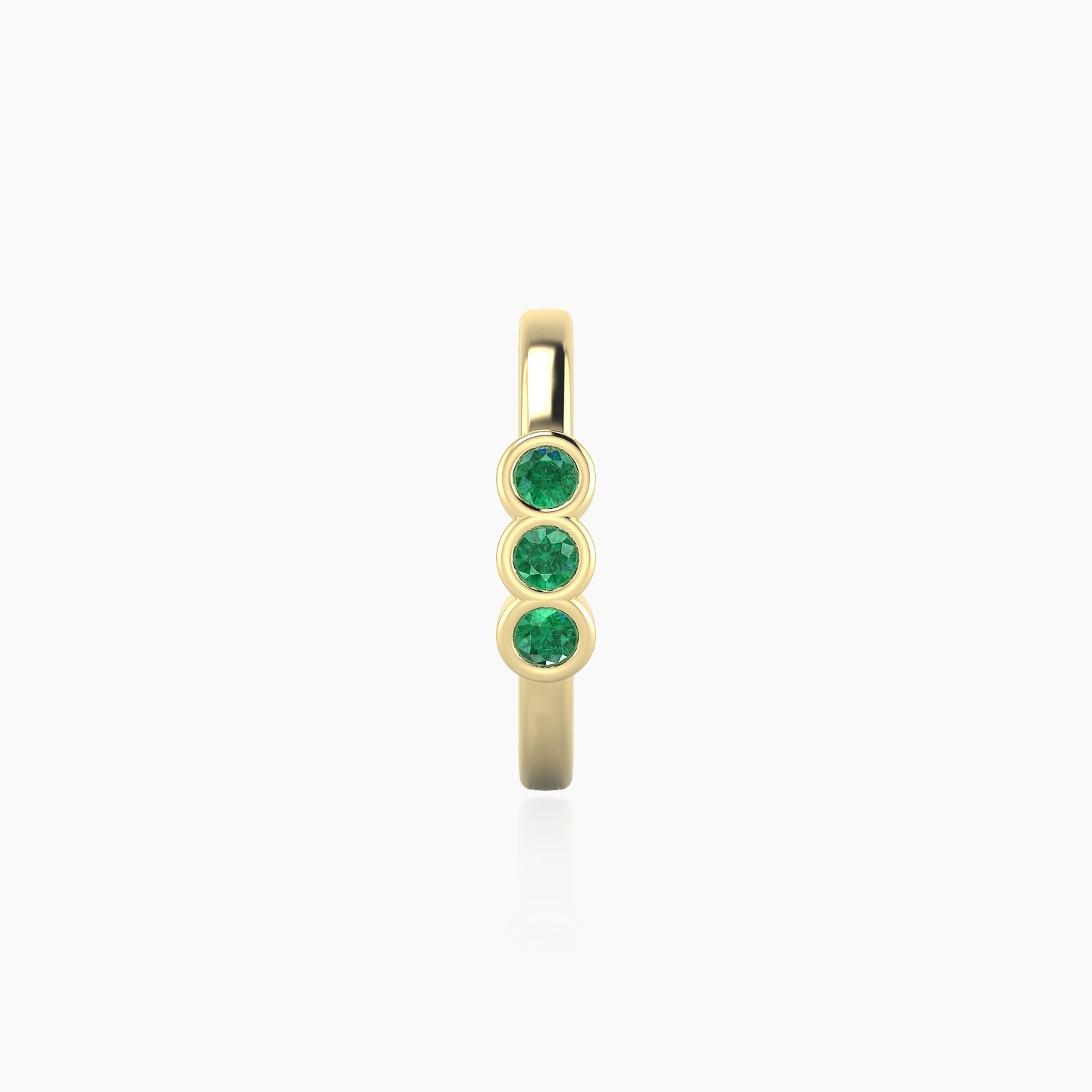 Leto | 18k Yellow Gold 9.5 mm Trilogy Emerald Hoop Piercing