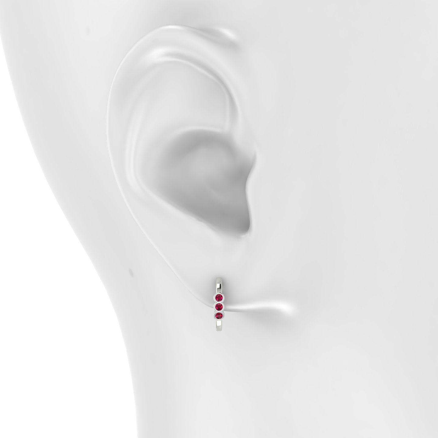 Leto | 18k White Gold 9.5 mm Trilogy Ruby Hoop Piercing