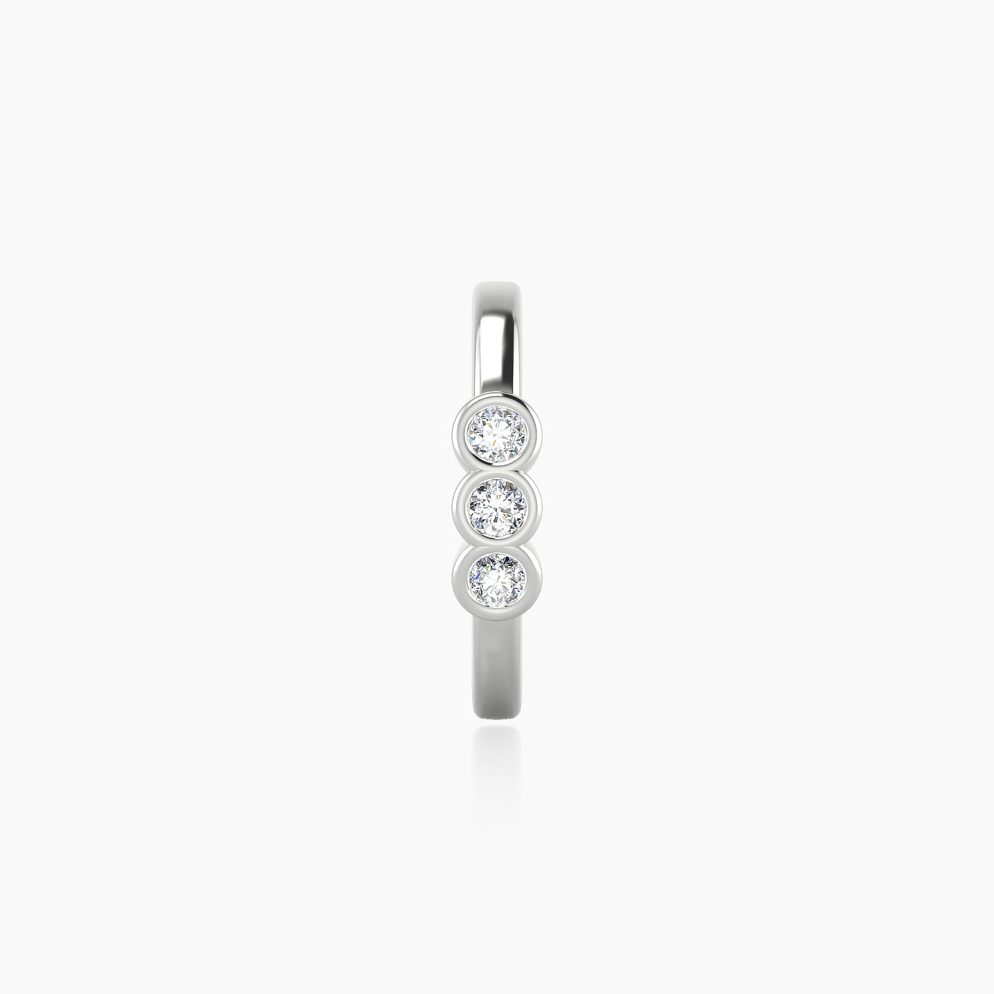 Leto | 18k White Gold 9.5 mm Trilogy Diamond Nose Ring Piercing