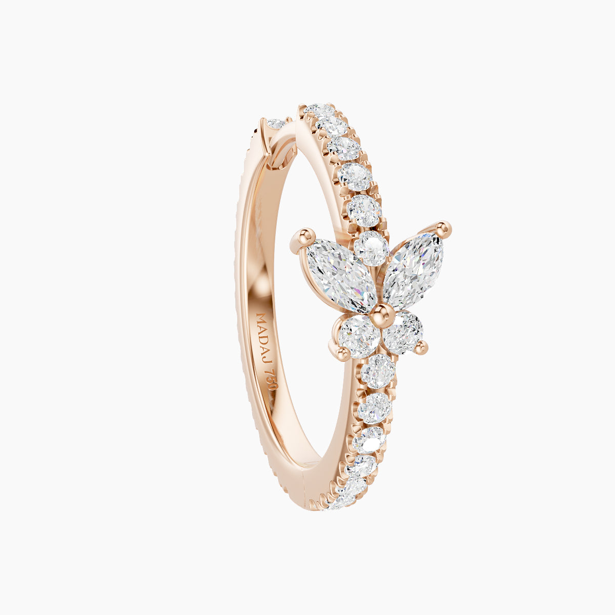 Levana | 18k Rose Gold 11 mm Butterfly Diamond Hoop Piercing