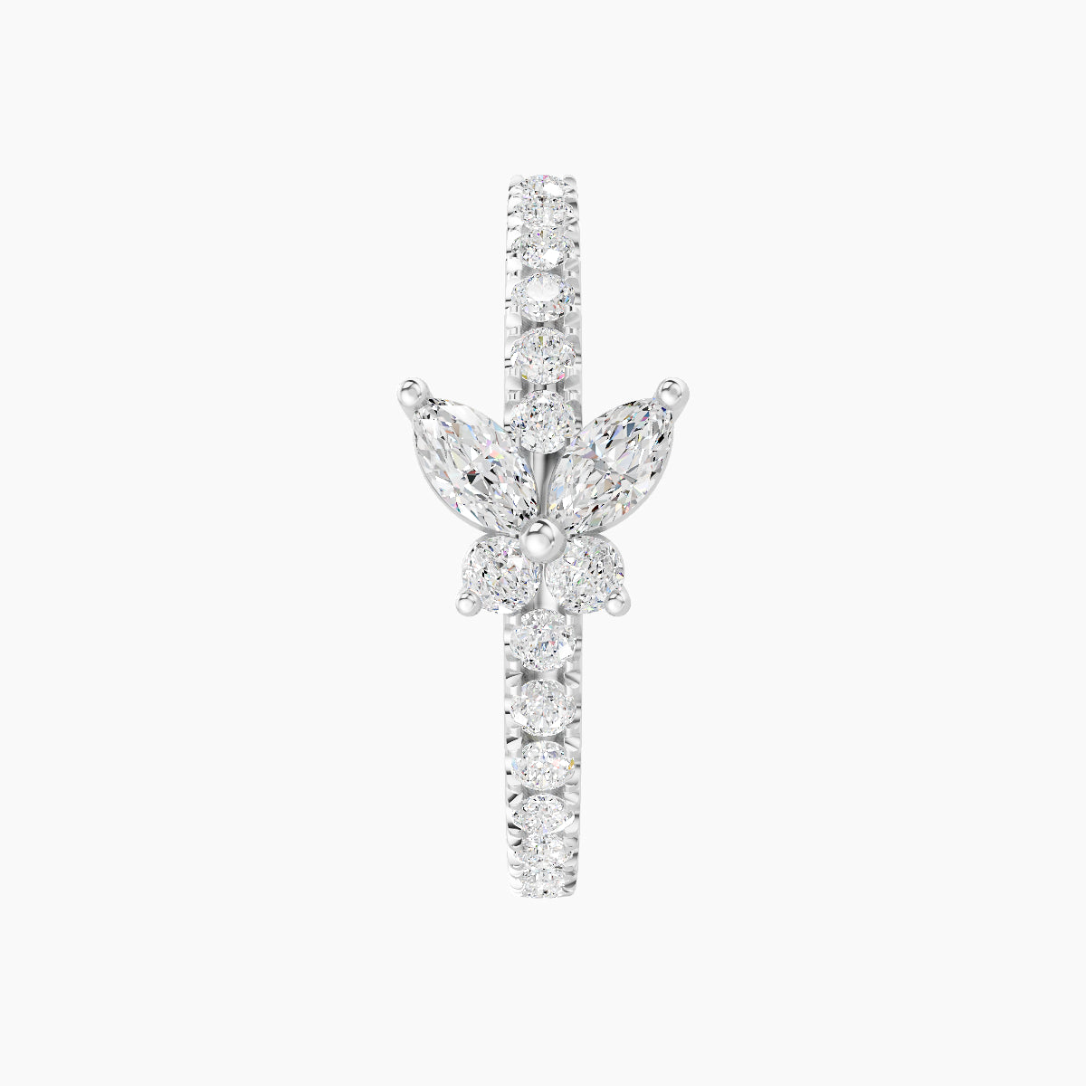 Levana | 18k White Gold 11 mm Butterfly Diamond Hoop Piercing