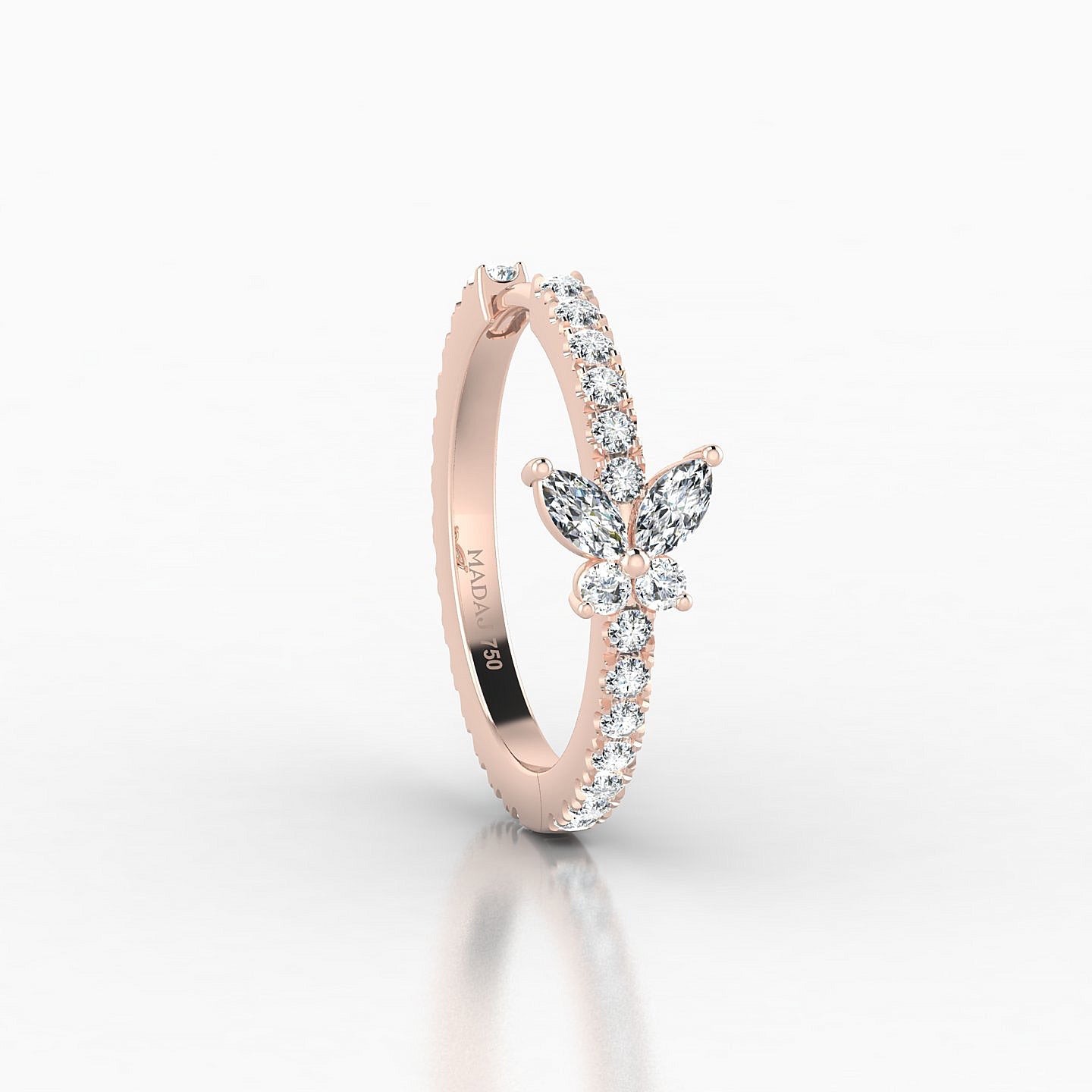 Levana | 18k Rose Gold 11 mm Butterfly Diamond Hoop Piercing