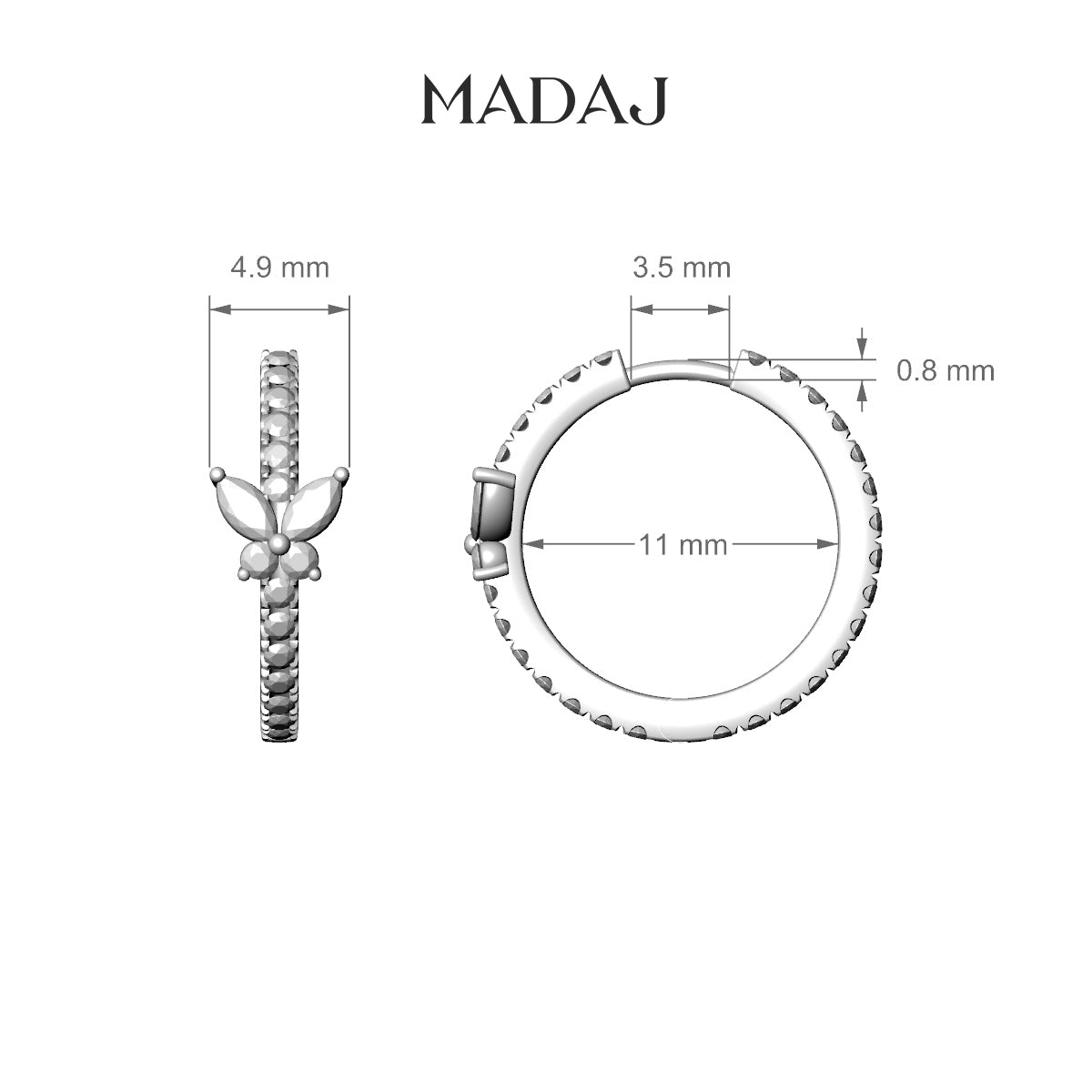 Levana | 18k Yellow Gold 11 mm Butterfly Diamond Hoop Piercing