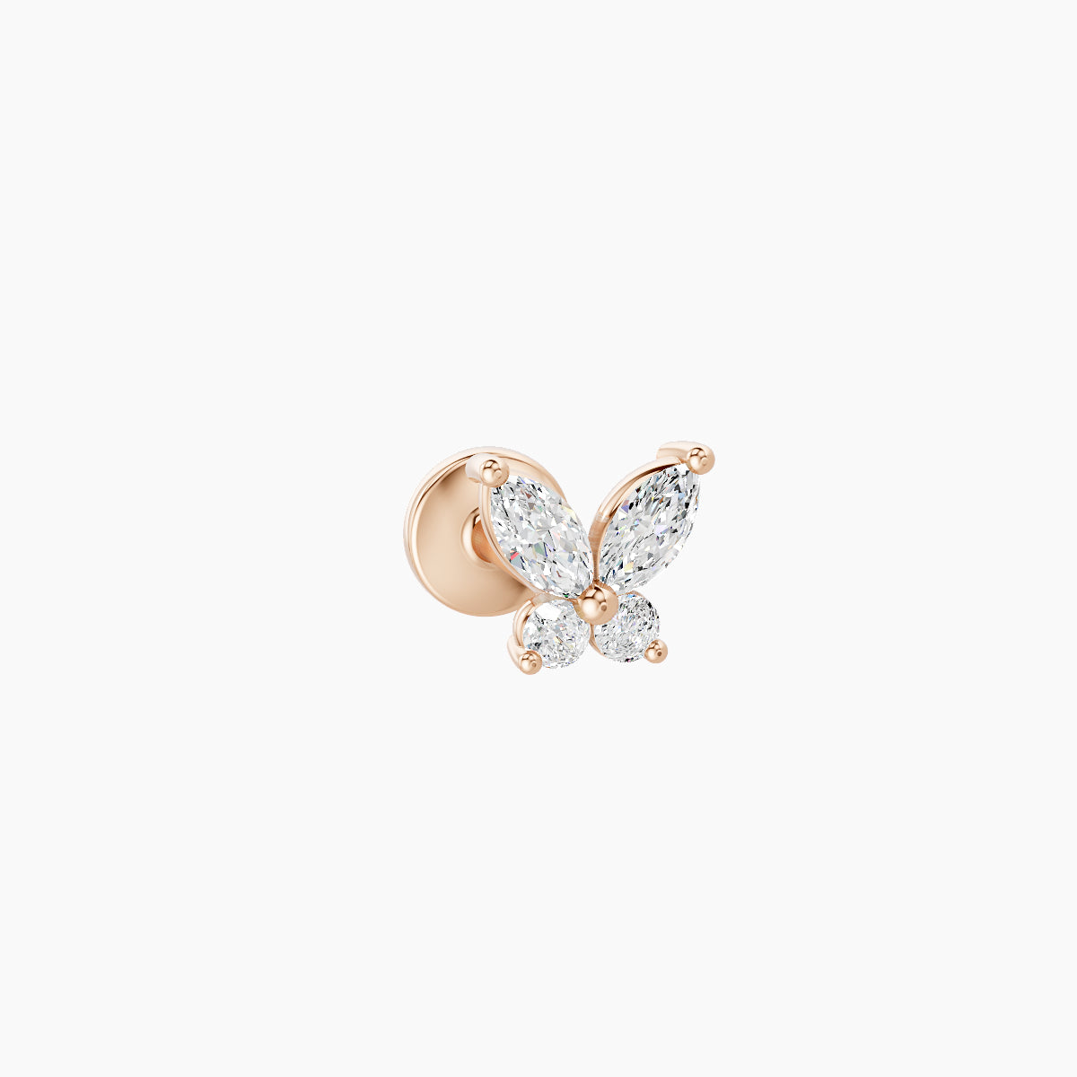 Levana | 18k Rose Gold 4.5 mm 5 mm Butterfly Diamond Piercing