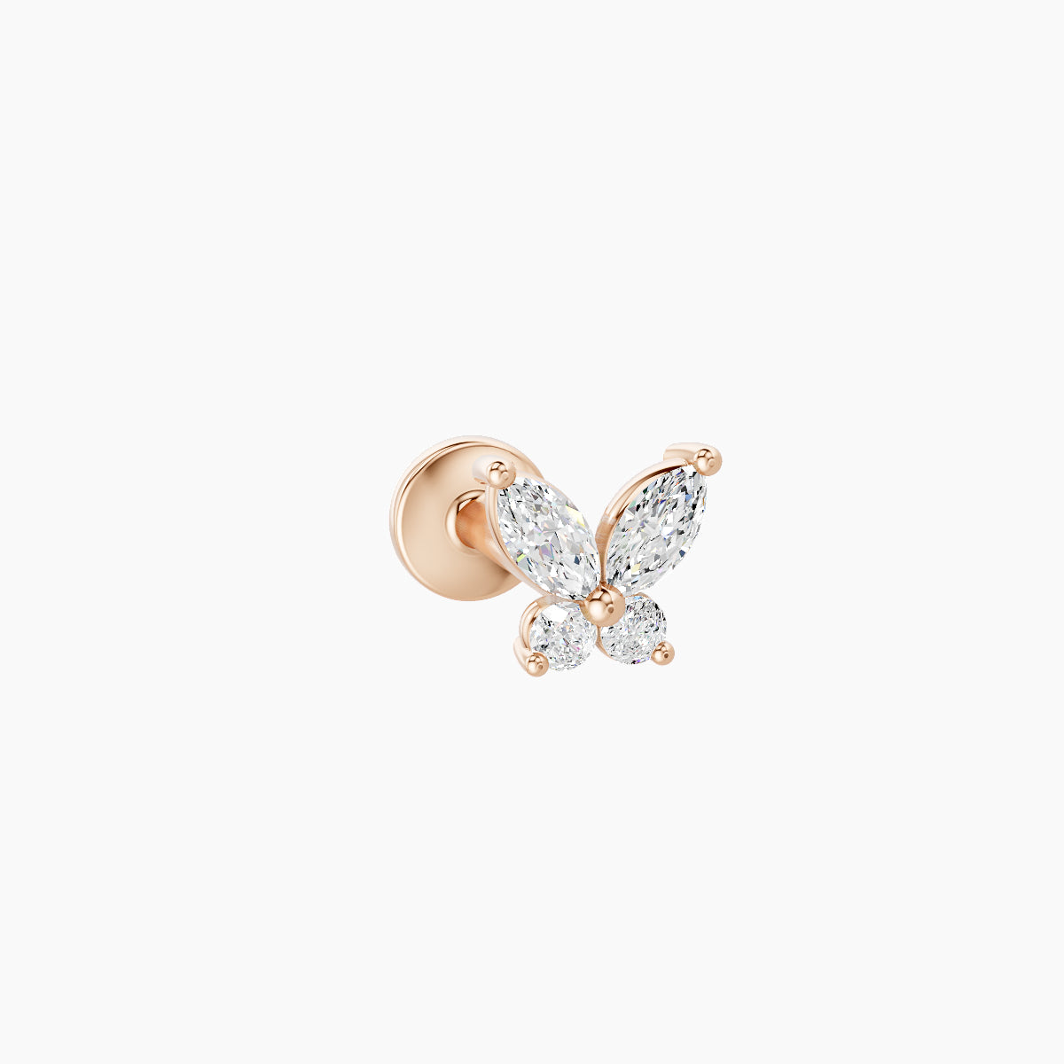 Levana | 18k Rose Gold 4.5 mm 6.5 mm Butterfly Diamond Piercing