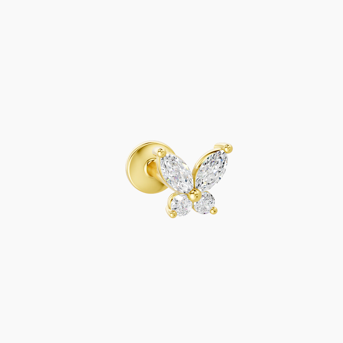 Levana | 18k Yellow Gold 4.5 mm 6.5 mm Butterfly Diamond Piercing