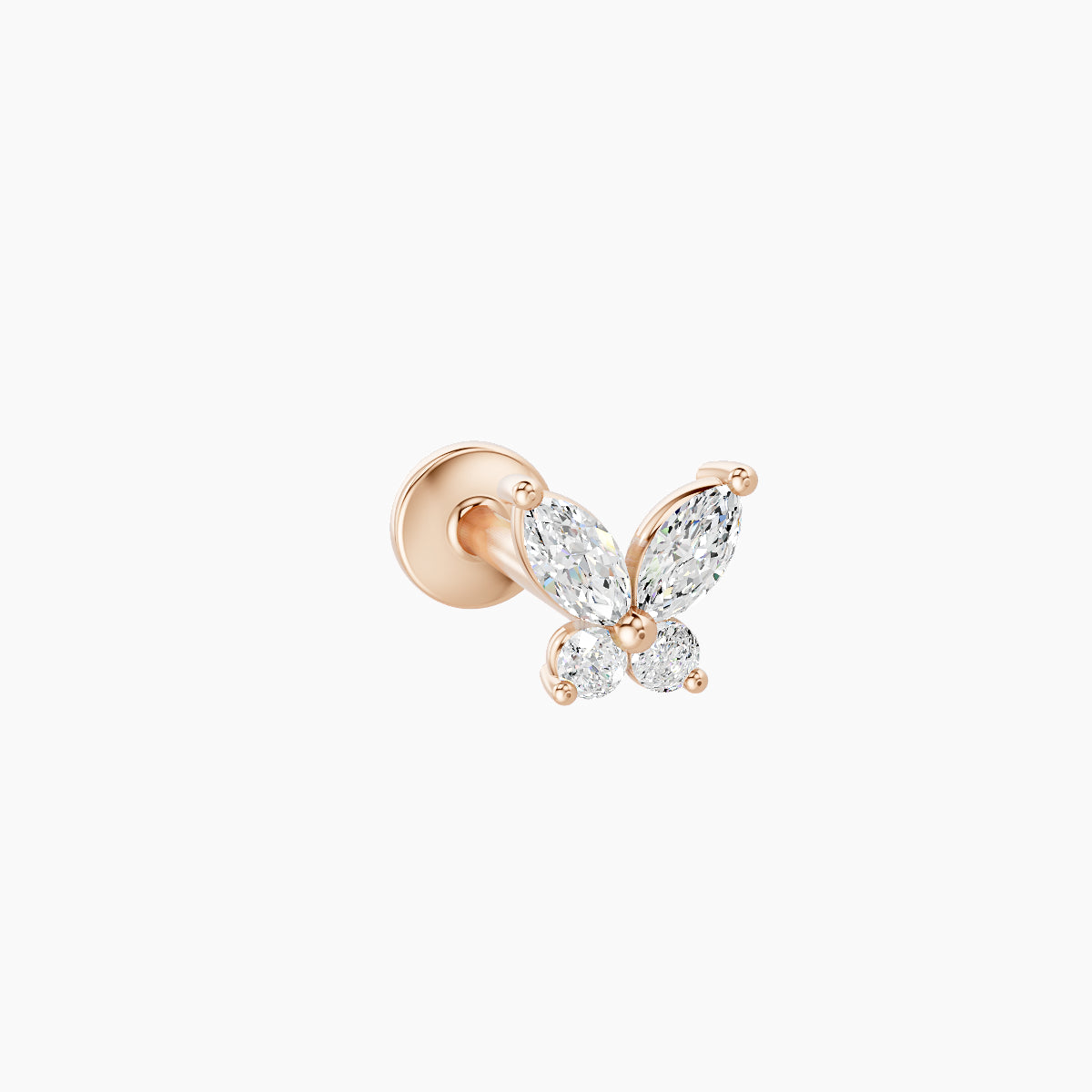Levana | 18k Rose Gold 4.5 mm 8 mm Butterfly Diamond Piercing