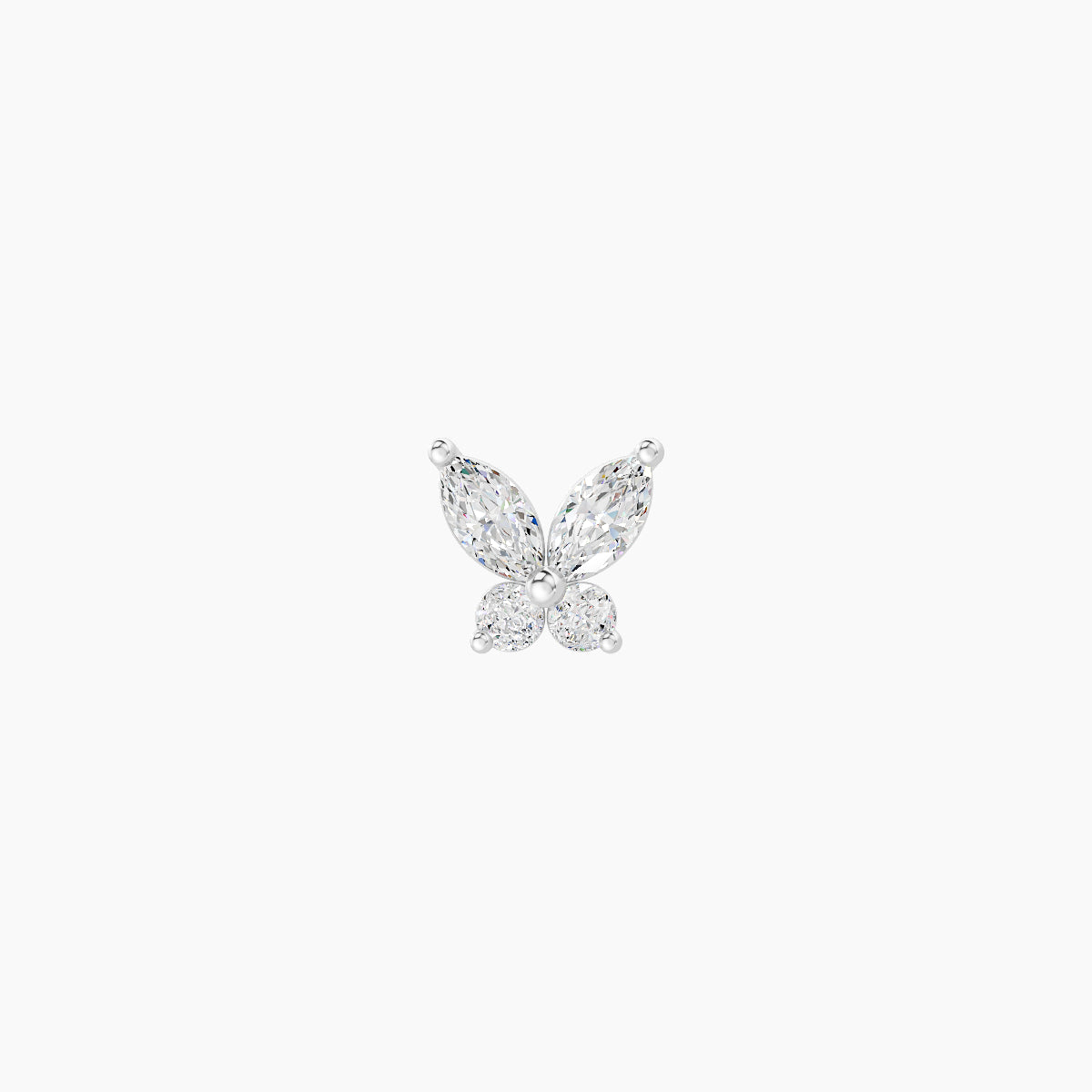 Levana | 18k White Gold 4.5 mm 8 mm Butterfly Diamond Piercing