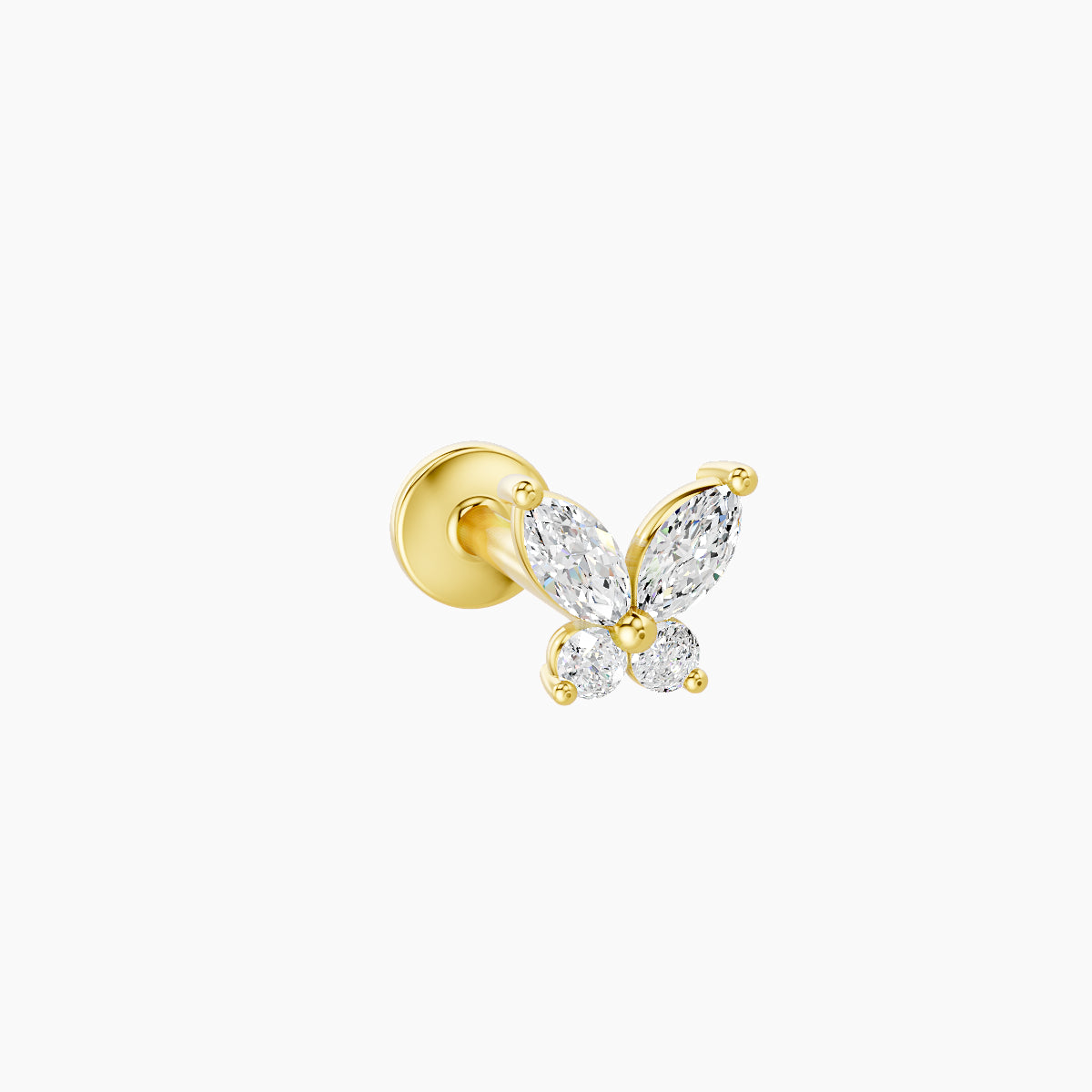 Levana | 18k Yellow Gold 4.5 mm 8 mm Butterfly Diamond Piercing