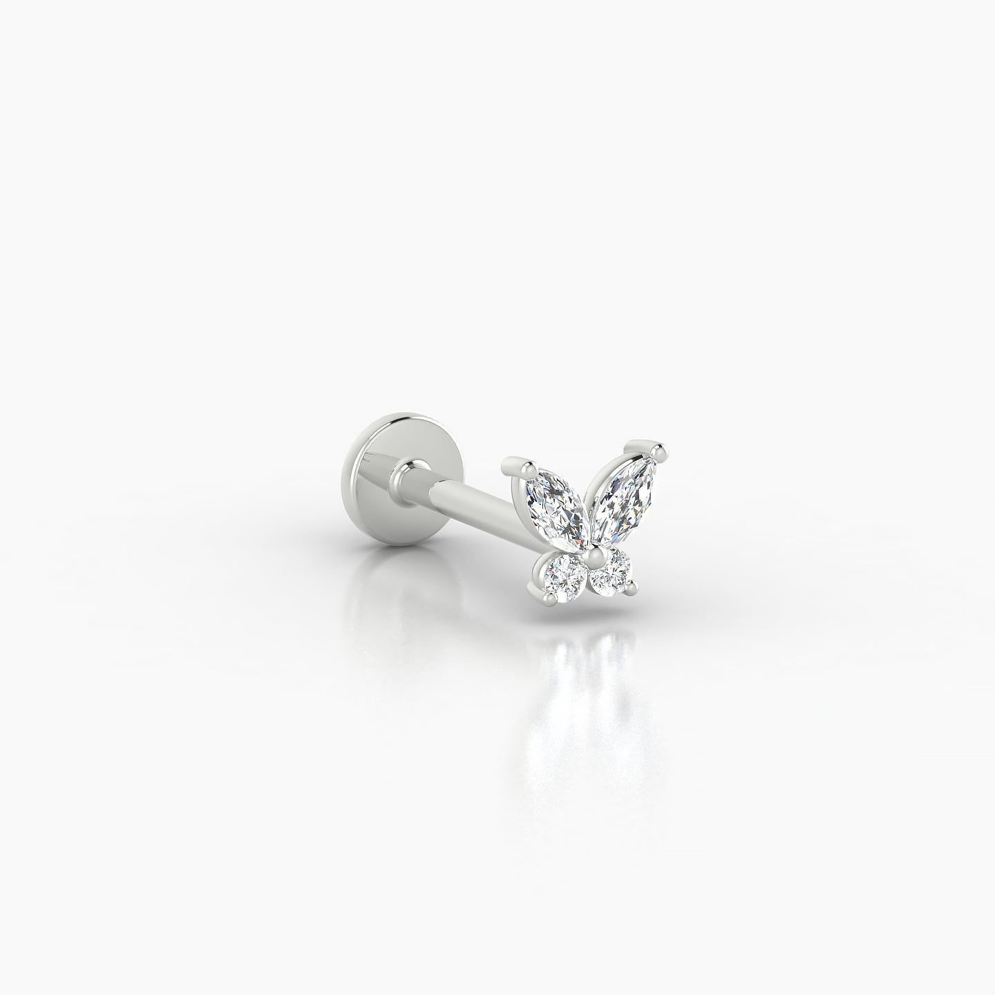 Levana | 18k White Gold 4.5 mm 8 mm Butterfly Diamond Piercing