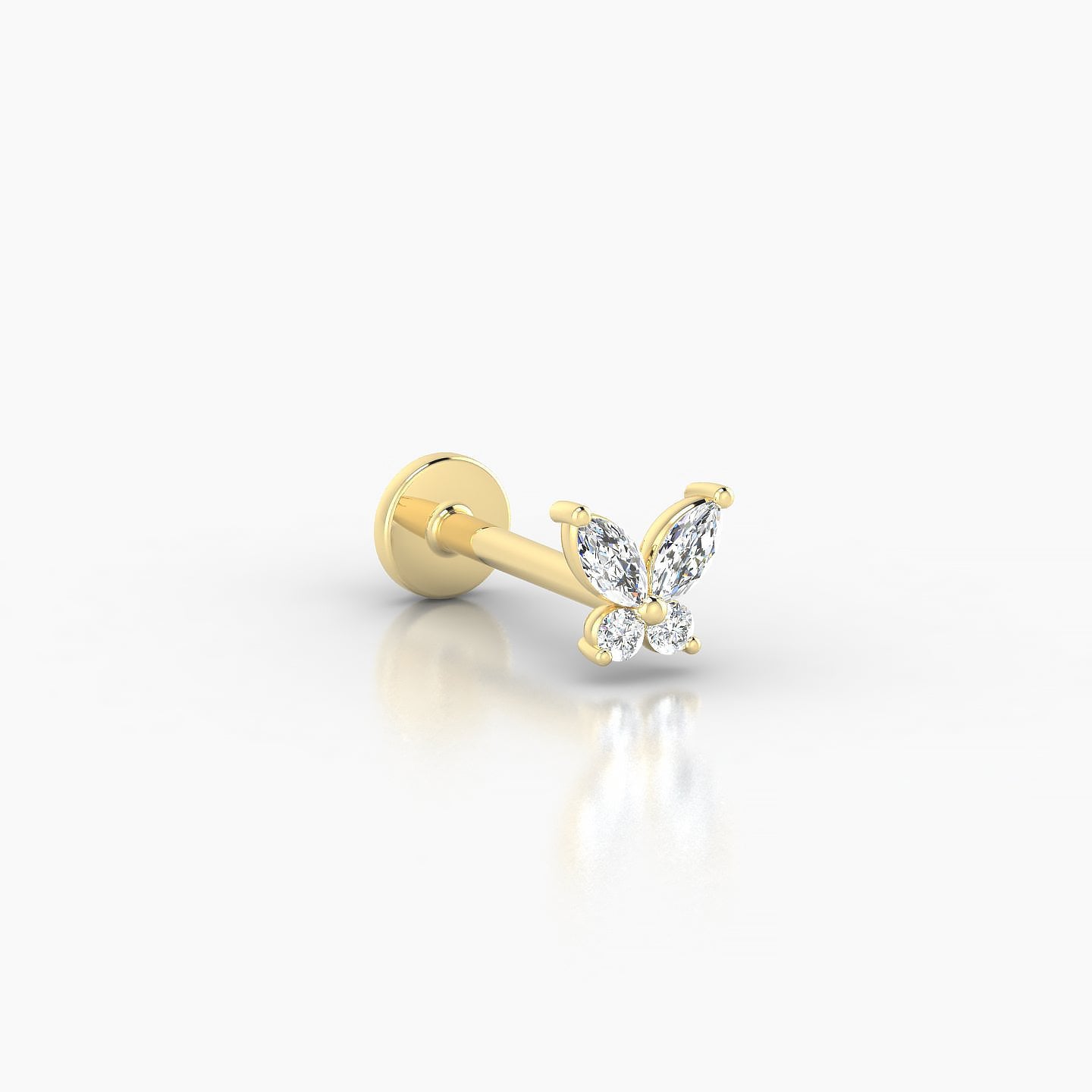 Levana | 18k Yellow Gold 4.5 mm 8 mm Butterfly Diamond Piercing