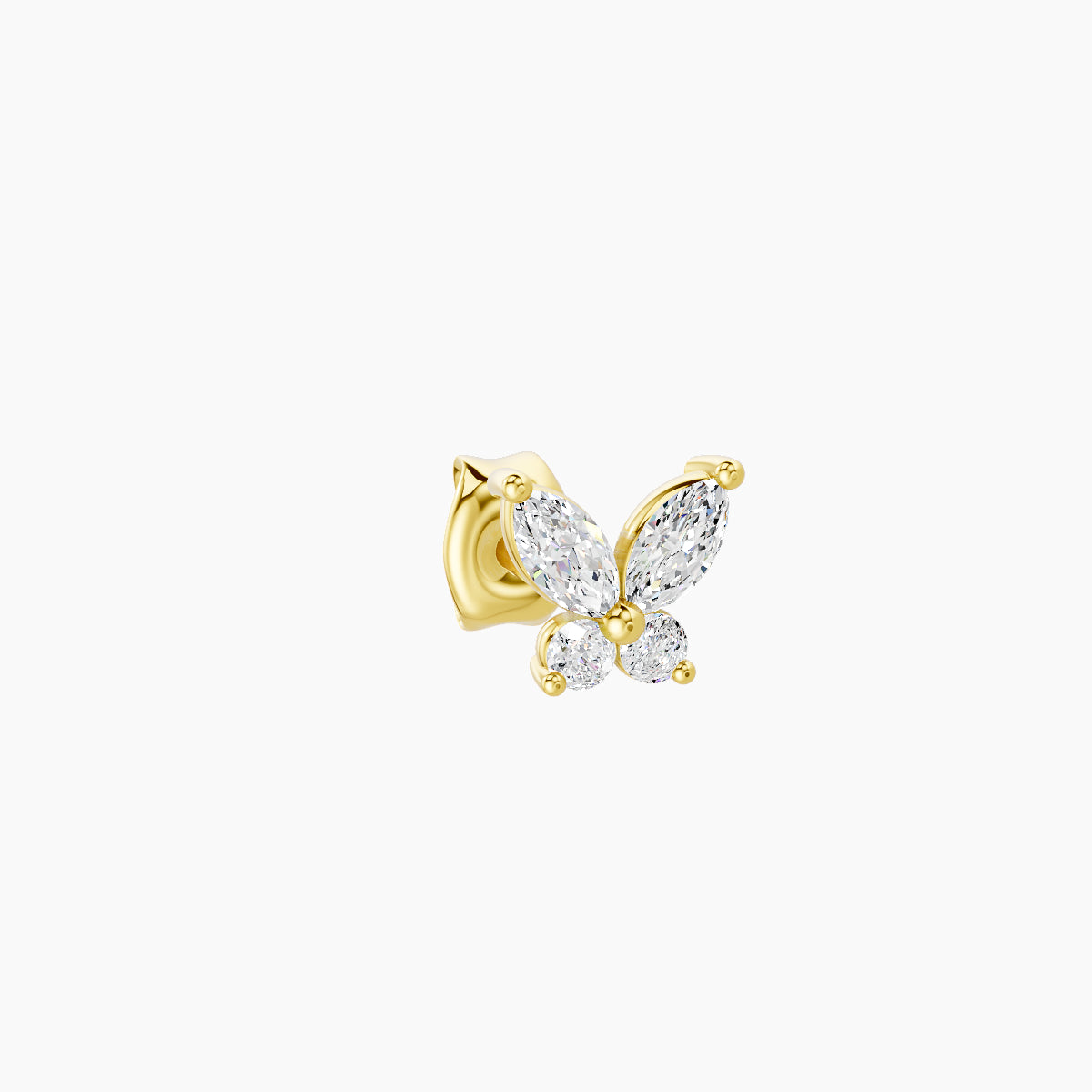 Levana | 18k Yellow Gold 4.5 mm Butterfly Diamond Earring