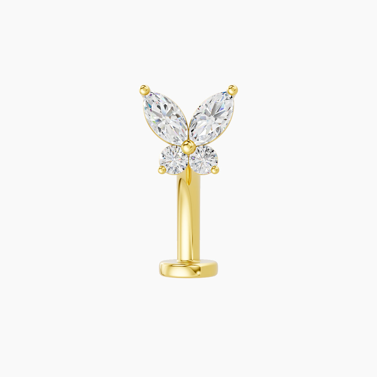 Levana | 18k Yellow Gold 5.5 mm 10 mm Butterfly Diamond Floating Navel Piercing