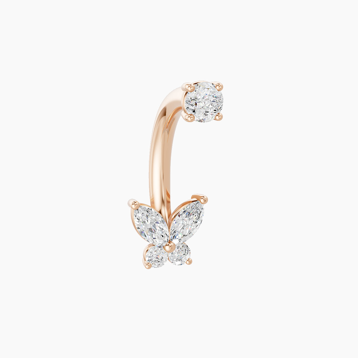 Levana | 18k Rose Gold 5.5 mm 10 mm Butterfly Diamond Navel Piercing