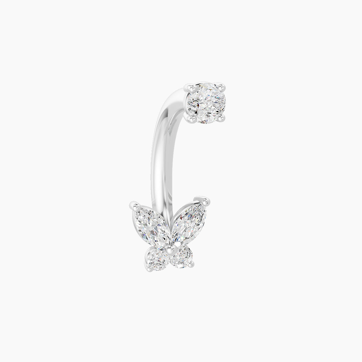 Levana | 18k White Gold 5.5 mm 10 mm Butterfly Diamond Navel Piercing