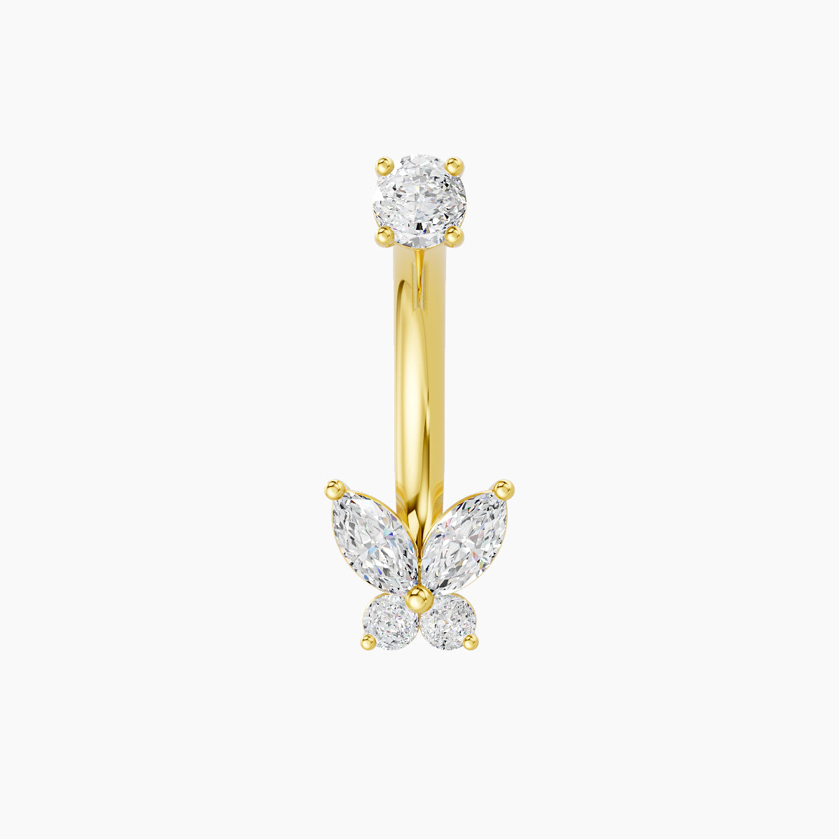 Levana | 18k Yellow Gold 5.5 mm 10 mm Butterfly Diamond Navel Piercing