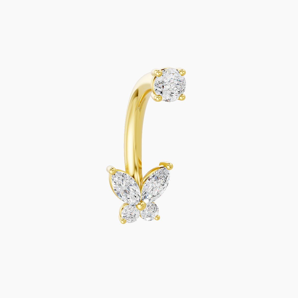 Levana | 18k Yellow Gold 5.5 mm 10 mm Butterfly Diamond Navel Piercing