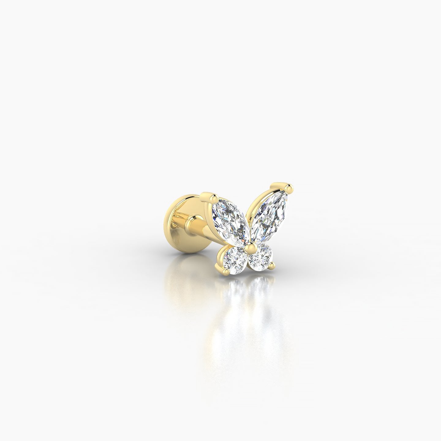 Levana | 18k Yellow Gold 5.5 mm 5 mm Butterfly Diamond Piercing