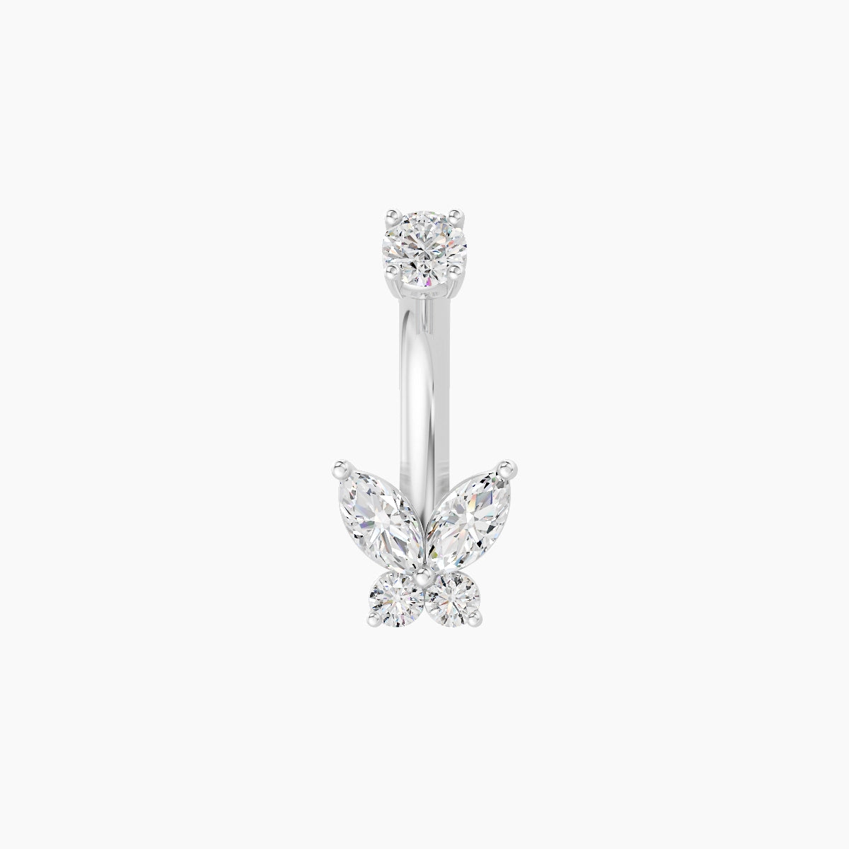 Levana | 18k White Gold 5.5 mm 6 mm Butterfly Diamond Belly Piercing