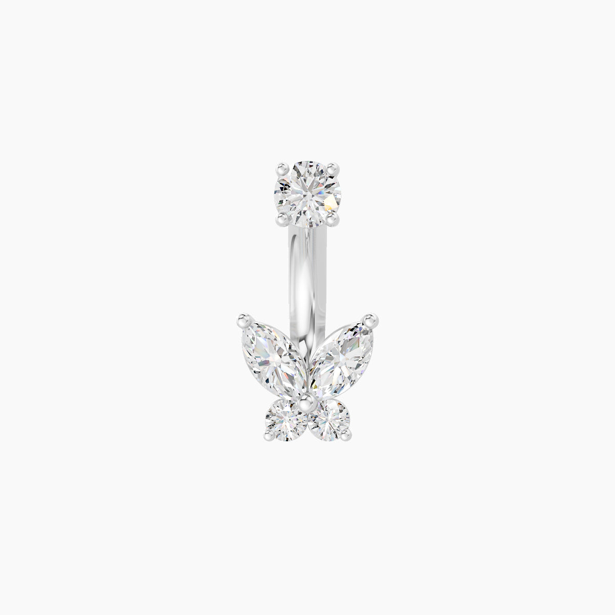 Levana | 18k White Gold 5.5 mm 6 mm Butterfly Diamond Navel Piercing