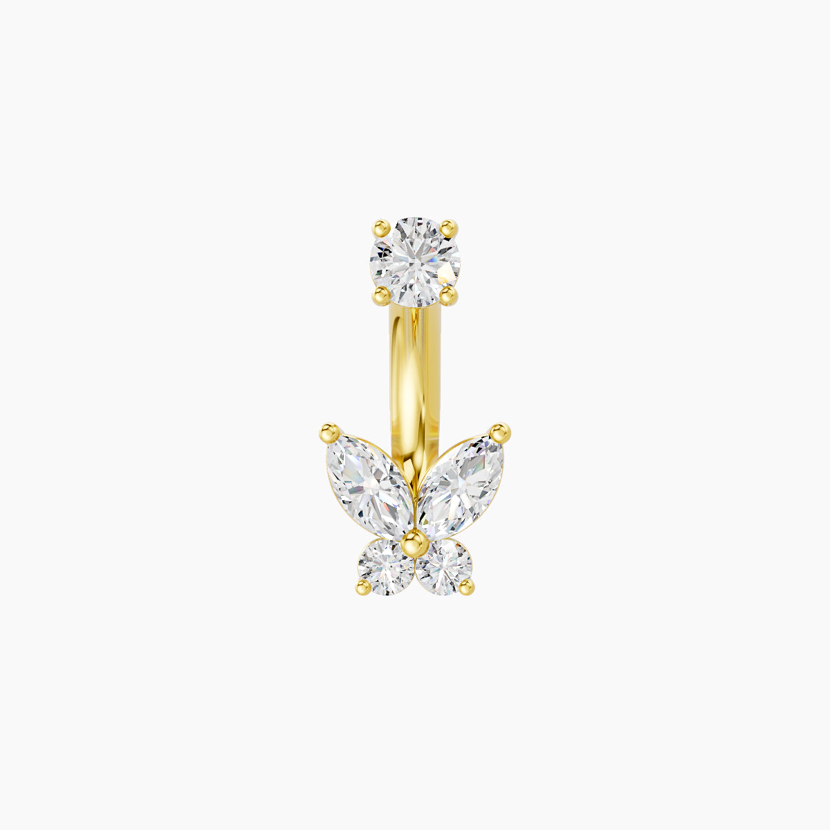 Levana | 18k Yellow Gold 5.5 mm 6 mm Butterfly Diamond Navel Piercing
