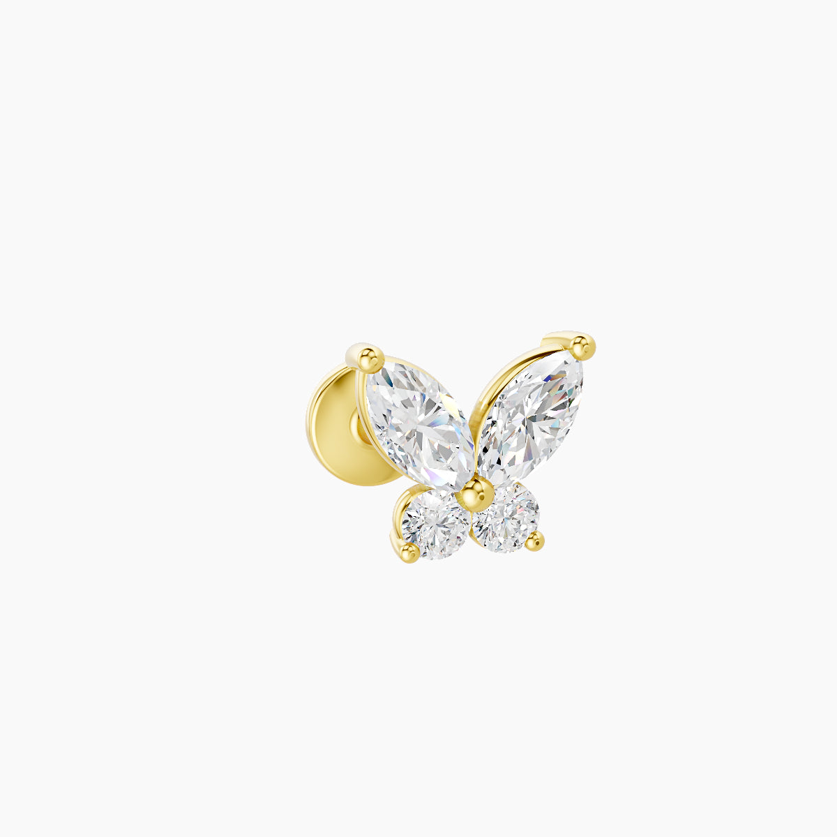 Levana | 18k Yellow Gold 5.5 mm 6.5 mm Butterfly Diamond Piercing