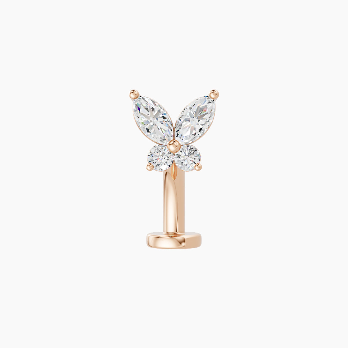 Levana | 18k Rose Gold 5.5 mm 8 mm Butterfly Diamond Floating Navel Piercing