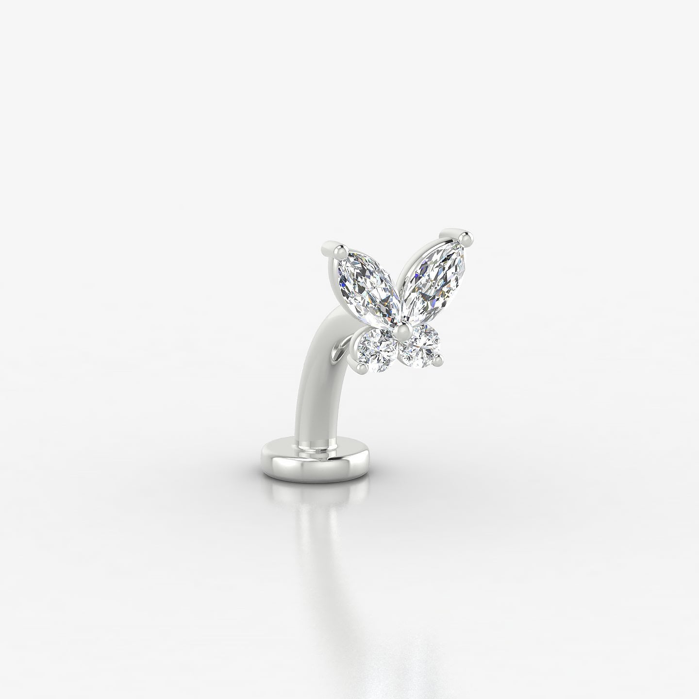 Levana | 18k White Gold 5.5 mm 8 mm Butterfly Diamond Floating Navel Piercing