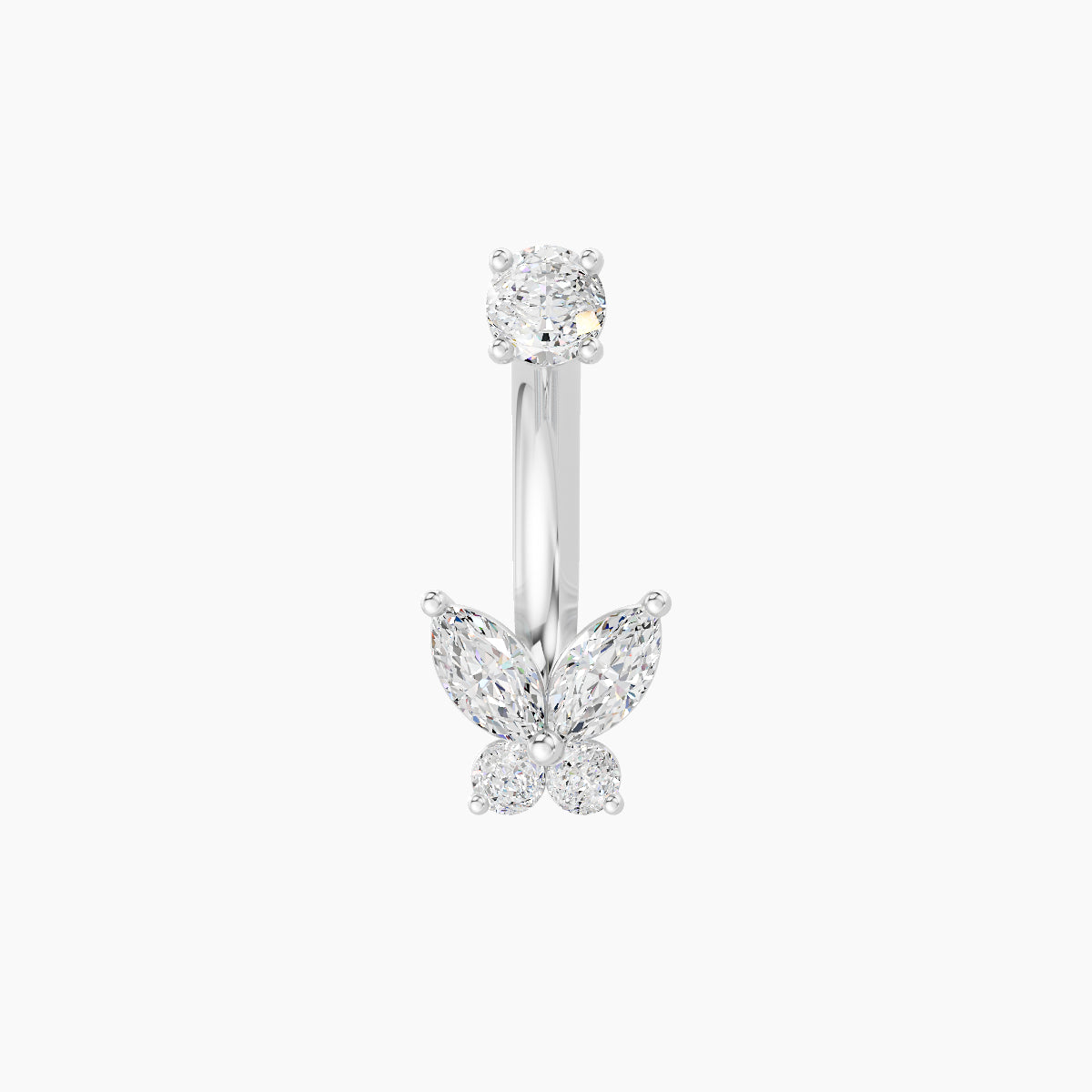 Levana | 18k White Gold 5.5 mm 8 mm Butterfly Diamond Navel Piercing