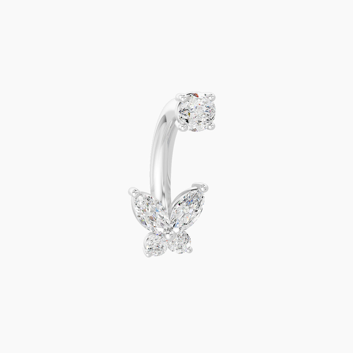 Levana | 18k White Gold 5.5 mm 8 mm Butterfly Diamond Navel Piercing