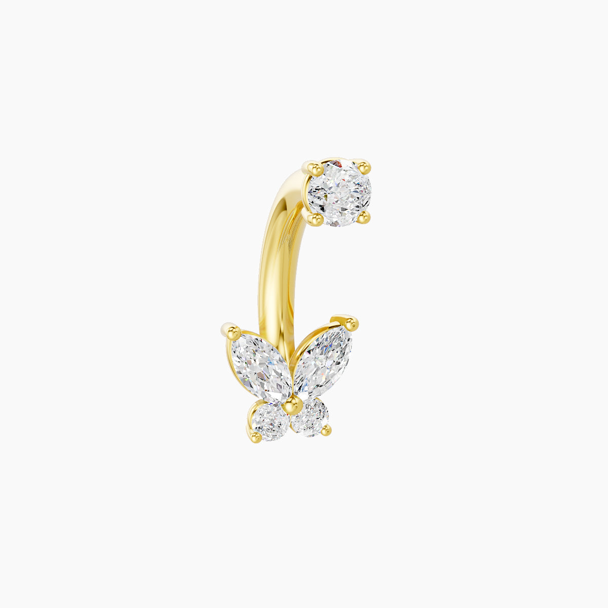 Levana | 18k Yellow Gold 5.5 mm 8 mm Butterfly Diamond Navel Piercing