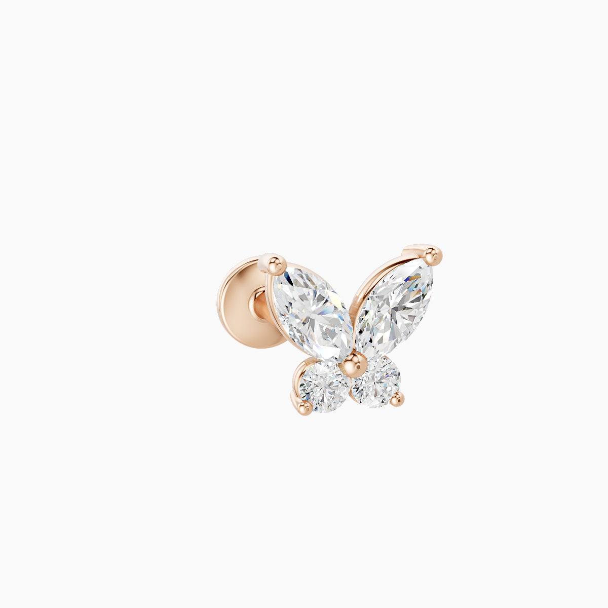 Levana | 18k Rose Gold 5.5 mm 8 mm Butterfly Diamond Piercing