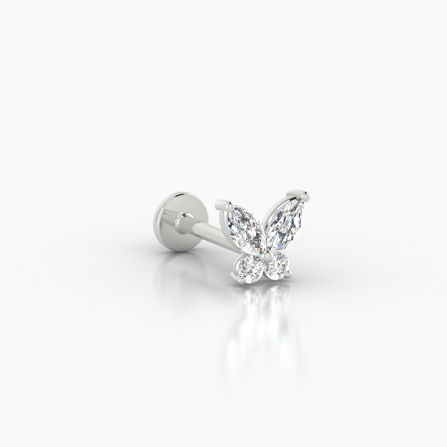 Levana | 18k White Gold 5.5 mm 8 mm Butterfly Diamond Piercing