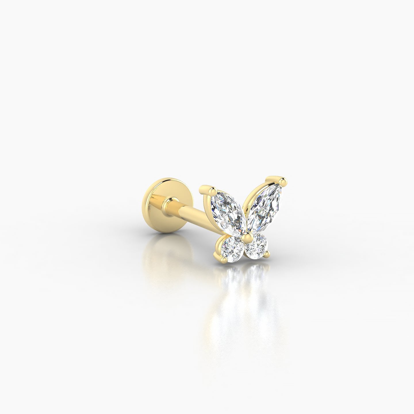 Levana | 18k Yellow Gold 5.5 mm 8 mm Butterfly Diamond Piercing