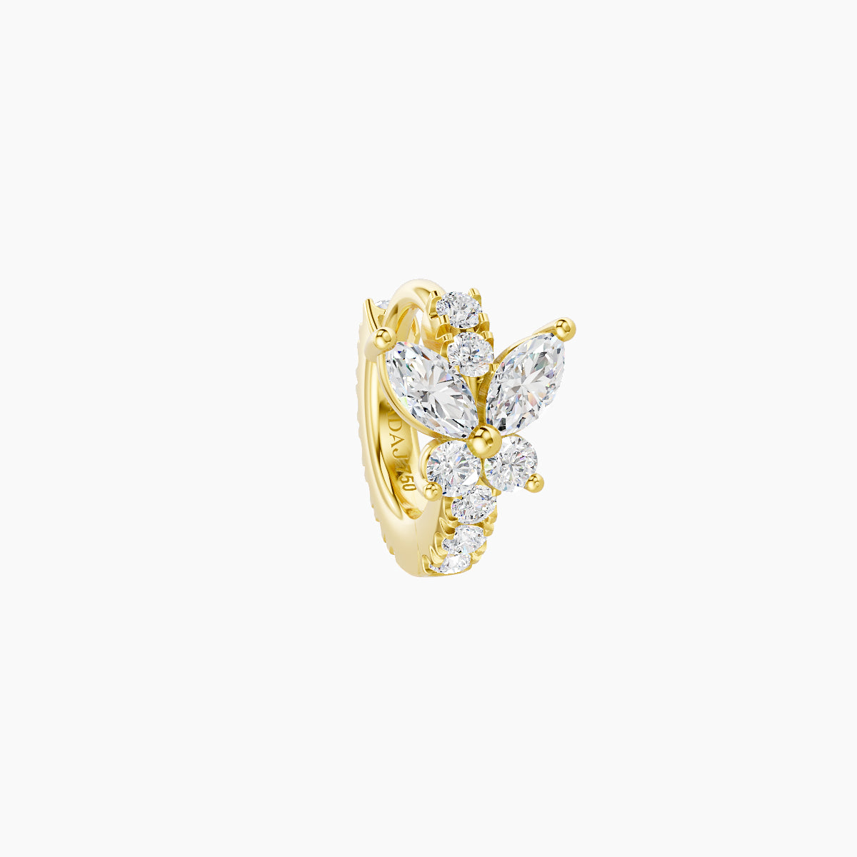 Levana | 18k Yellow Gold 5 mm Butterfly Diamond Hoop Piercing