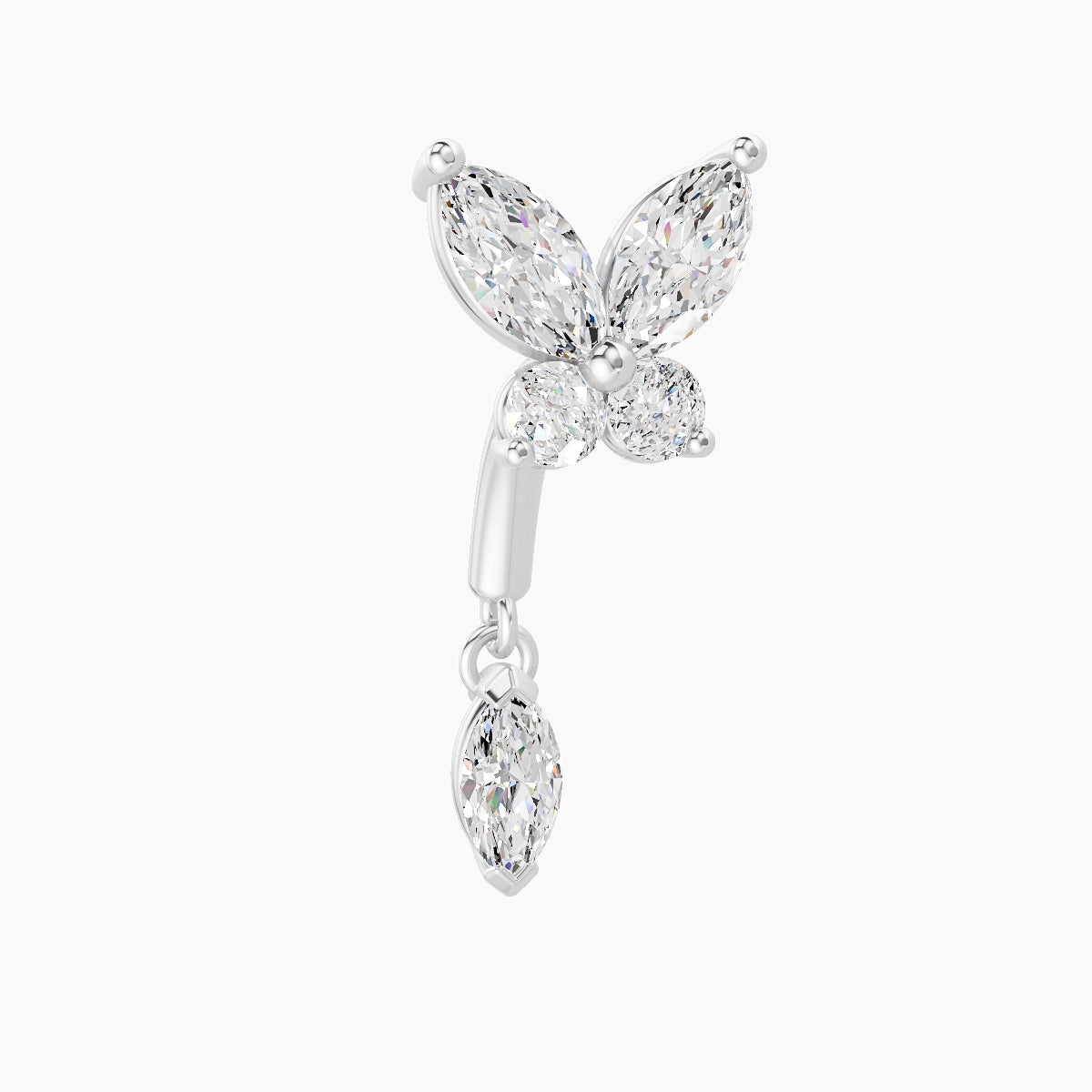 Levana | 18k White Gold 6 mm Butterfly Diamond Rook Piercing