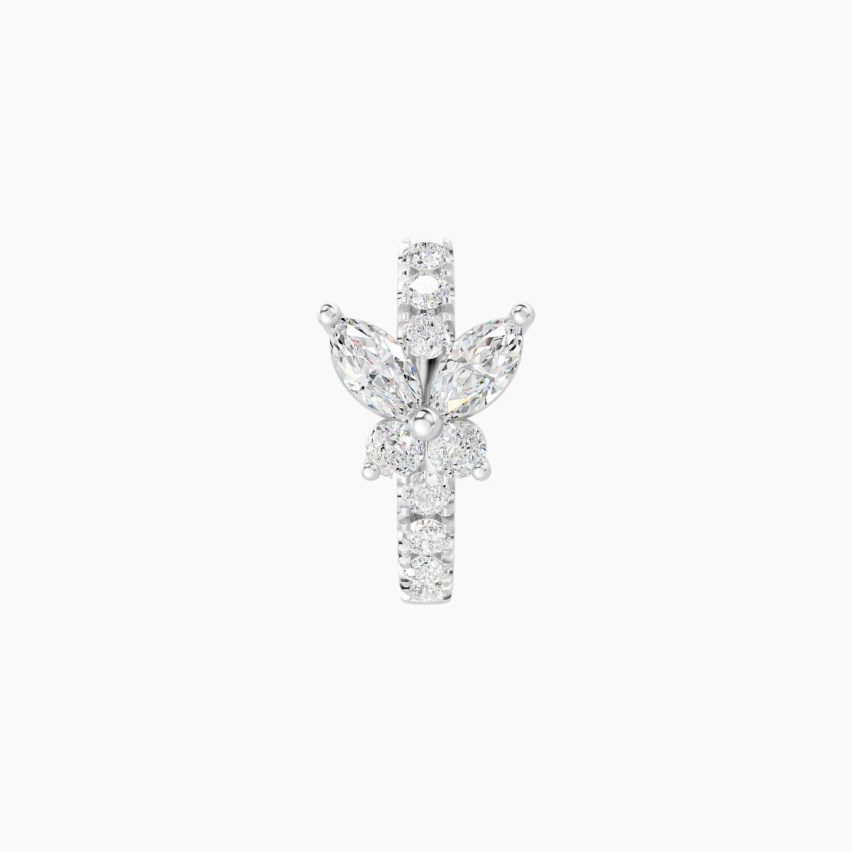 Levana | 18k White Gold 6.5 mm Butterfly Diamond Hoop Piercing