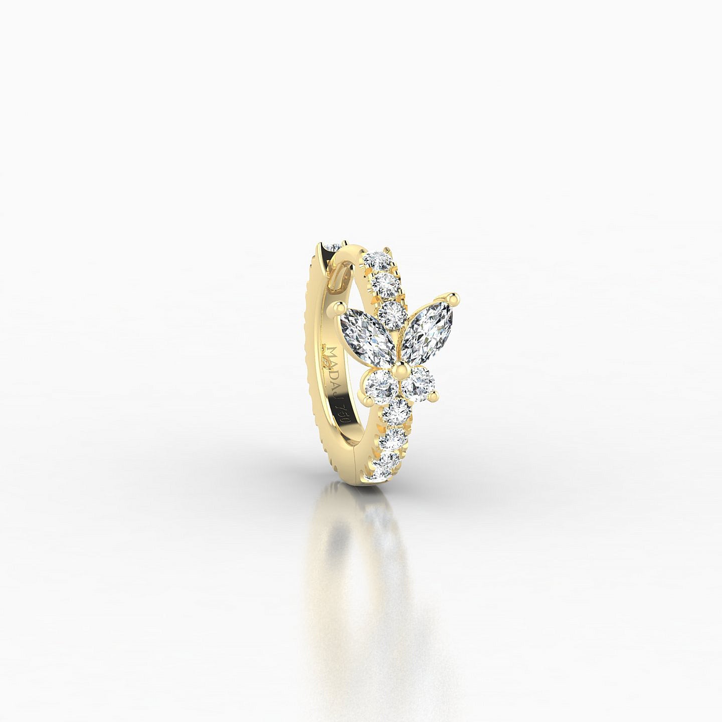 Levana | 18k Yellow Gold 6.5 mm Butterfly Diamond Hoop Piercing