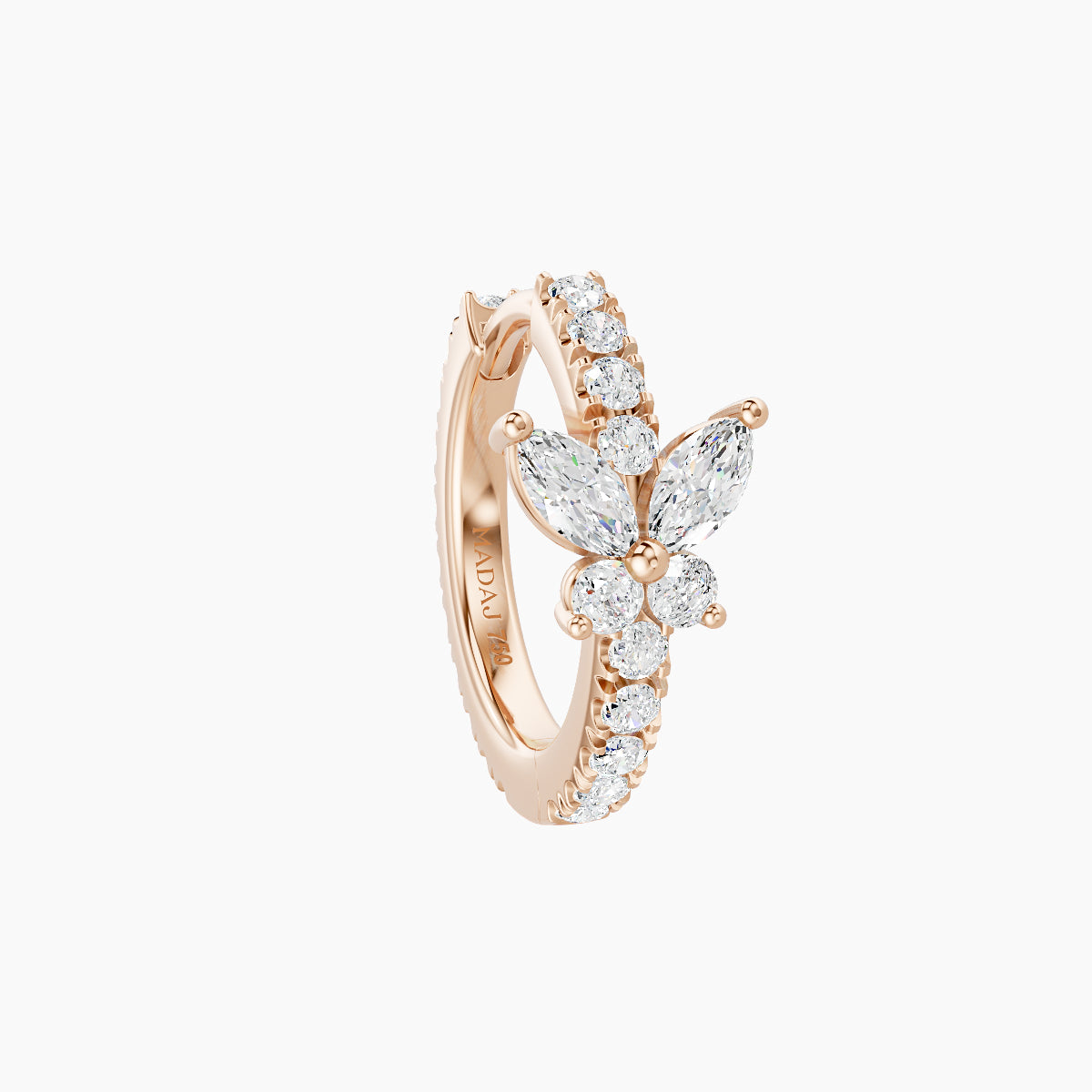 Levana | 18k Rose Gold 8 mm Butterfly Diamond Hoop Piercing