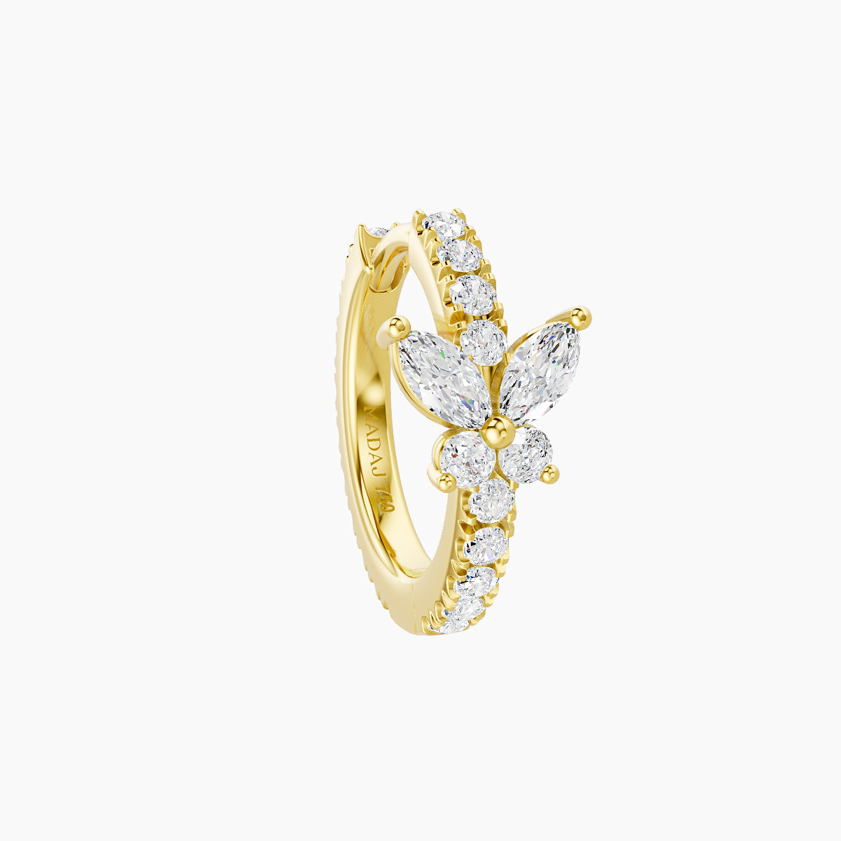 Levana | 18k Yellow Gold 8 mm Butterfly Diamond Hoop Piercing