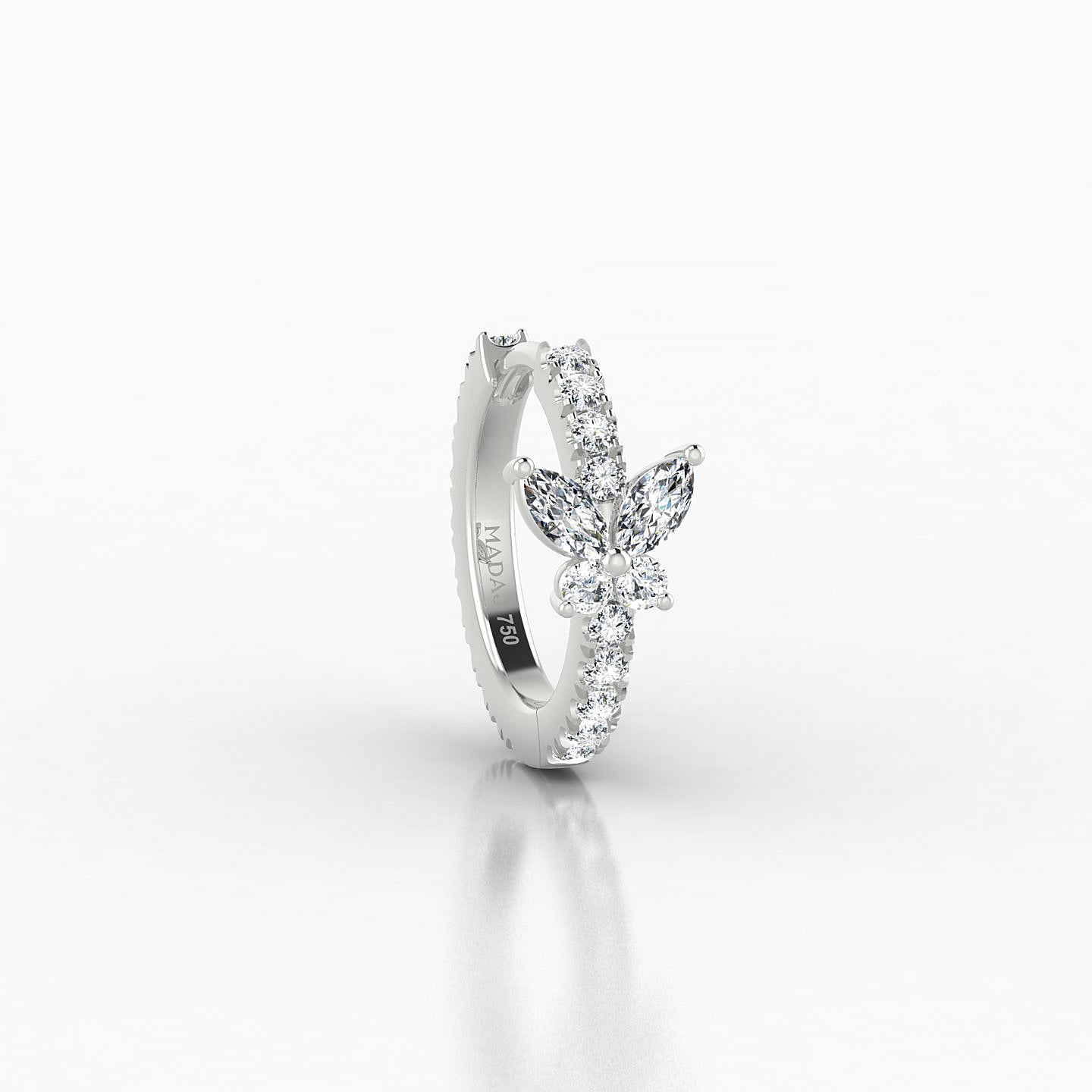 Levana | 18k White Gold 8 mm Butterfly Diamond Hoop Piercing