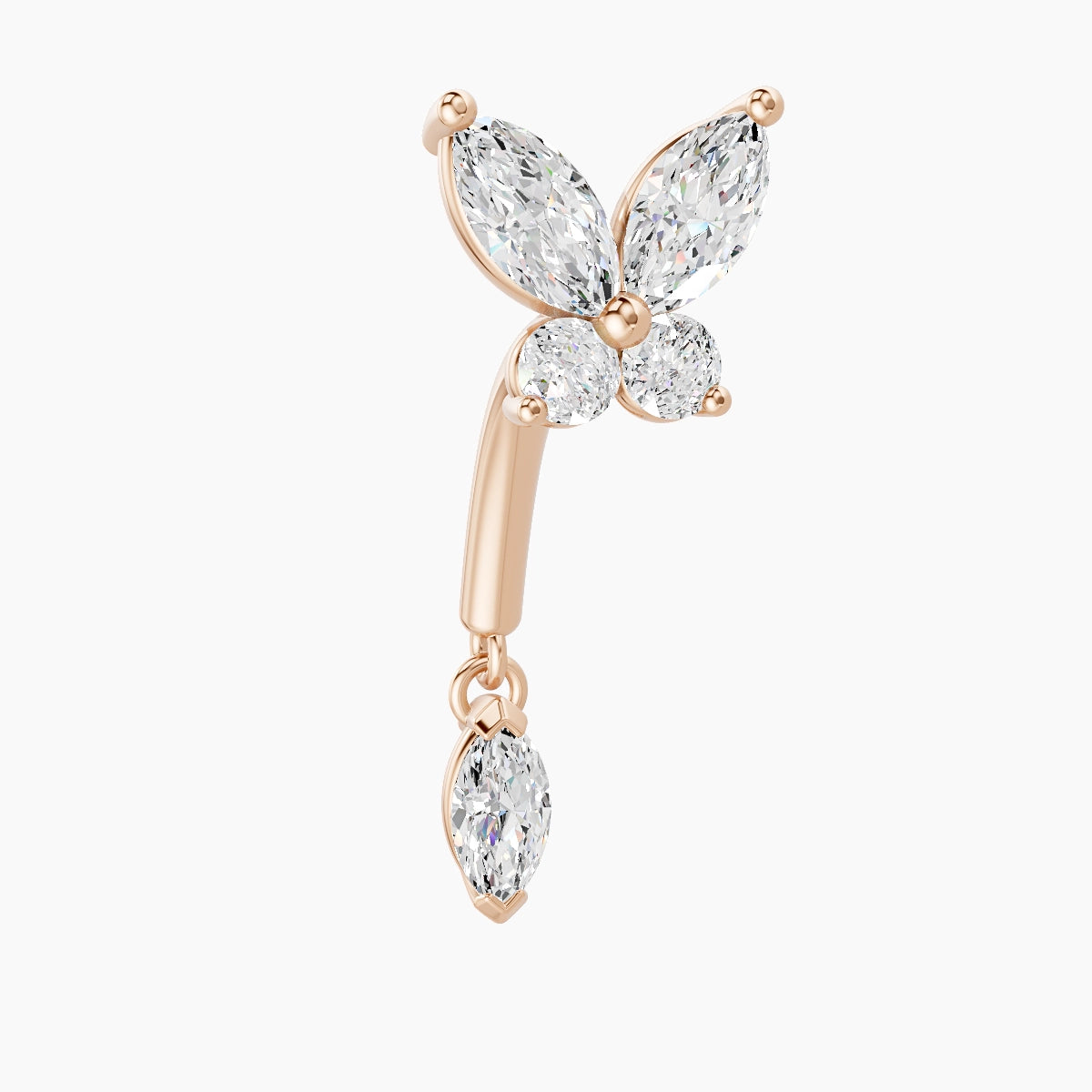 Levana | 18k Rose Gold 8 mm Butterfly Diamond Rook Piercing
