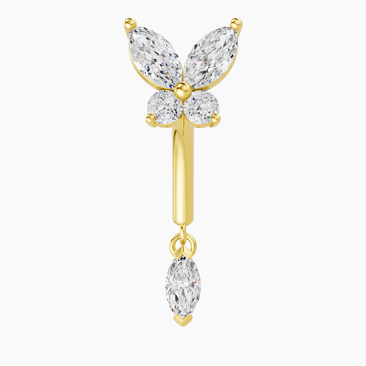 Levana | 18k Yellow Gold 8 mm Butterfly Diamond Rook Piercing